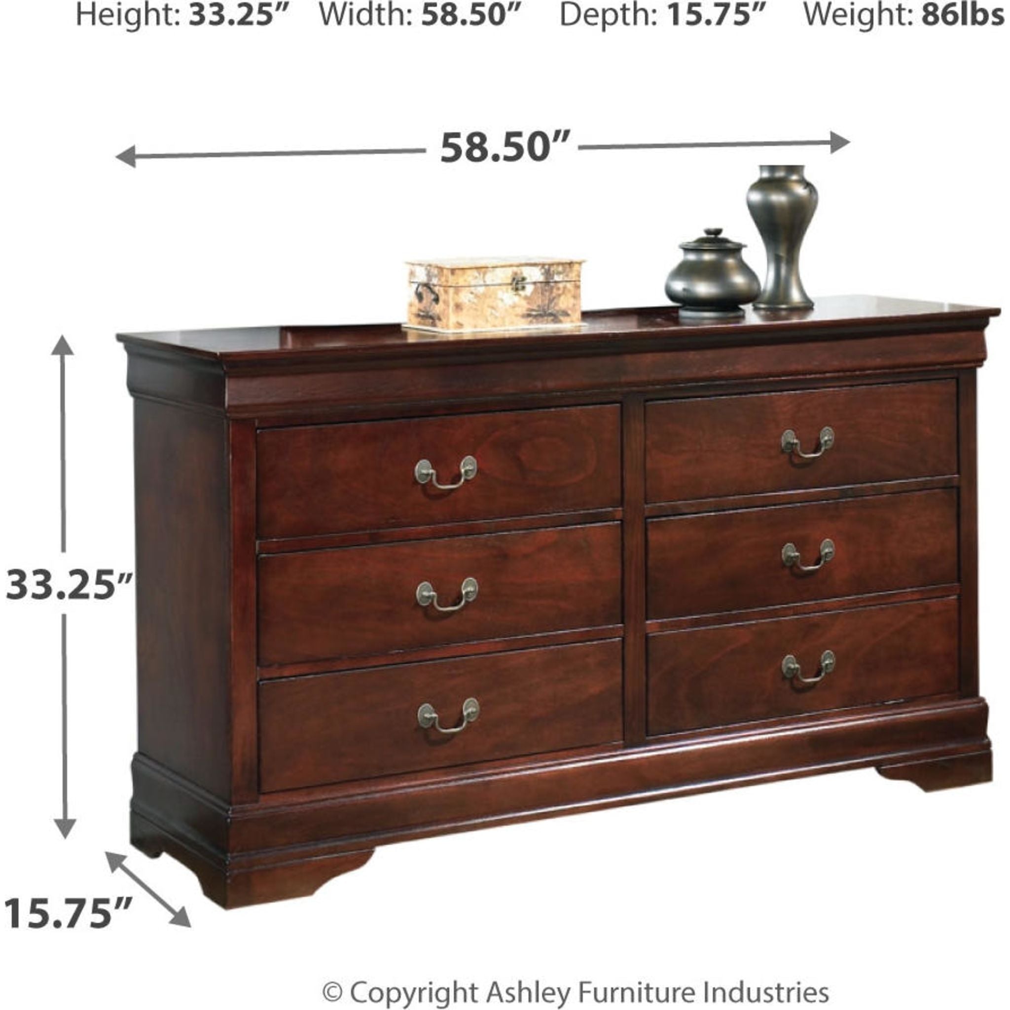 Alisdair Dresser - Dark Brown Wooden Dresser with 6 Drawers for Bedroom & Living Room Storage