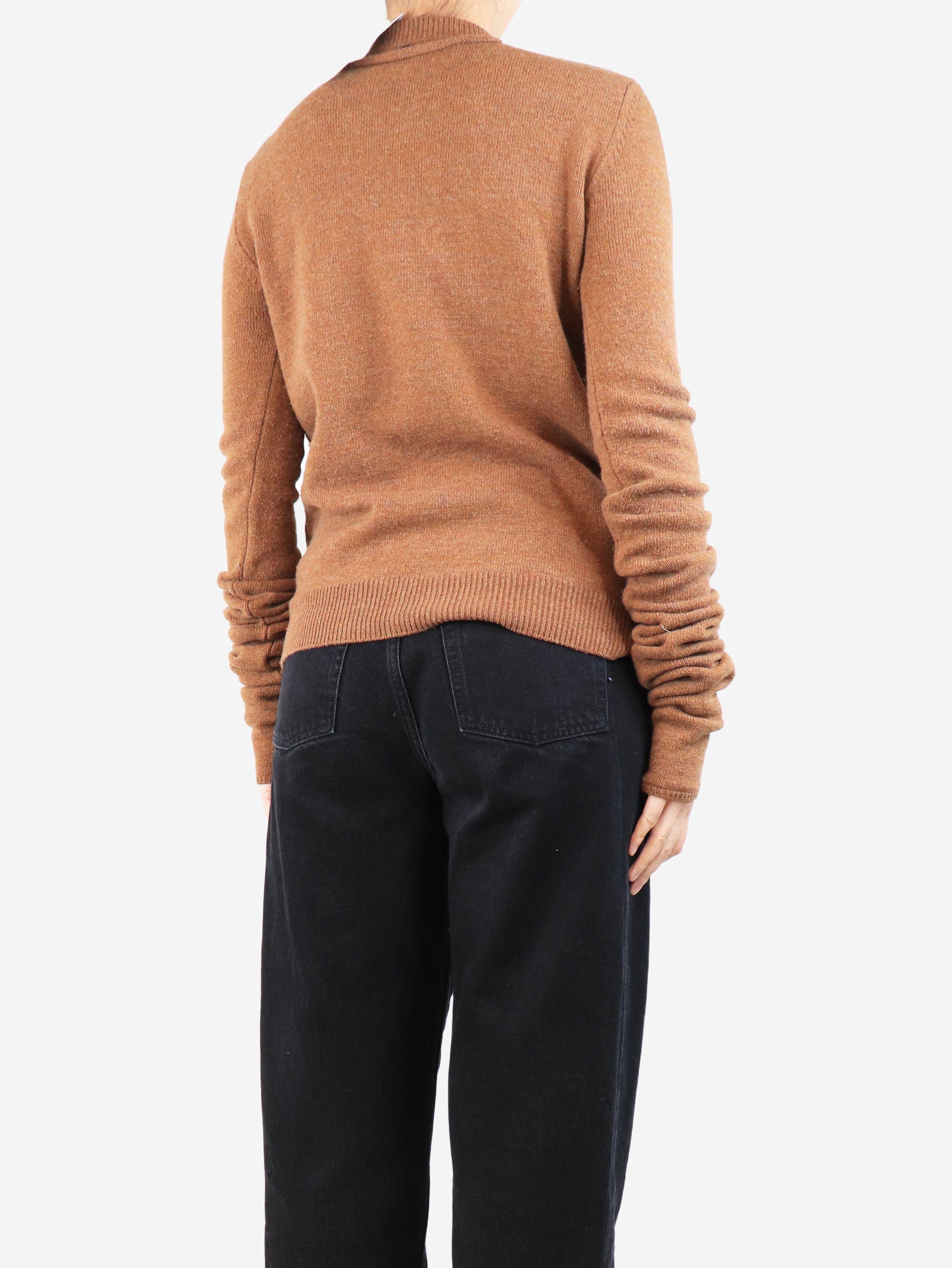 Stylish Brown Knit Sweater with Button Detail - Size UK 8 (US 6) - Perfect for Fall Layering & Casual Outfits