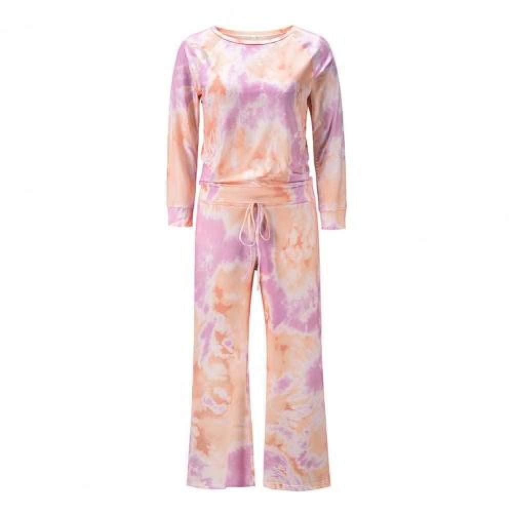 HUANSUN Women's Pajama Set - Soft Breathable Sleepwear, Loose Fit 2-Piece Printed Pajamas for Women, Plus Size XXL in Pink - Perfect for Sleeping, Lounging & Home Comfort