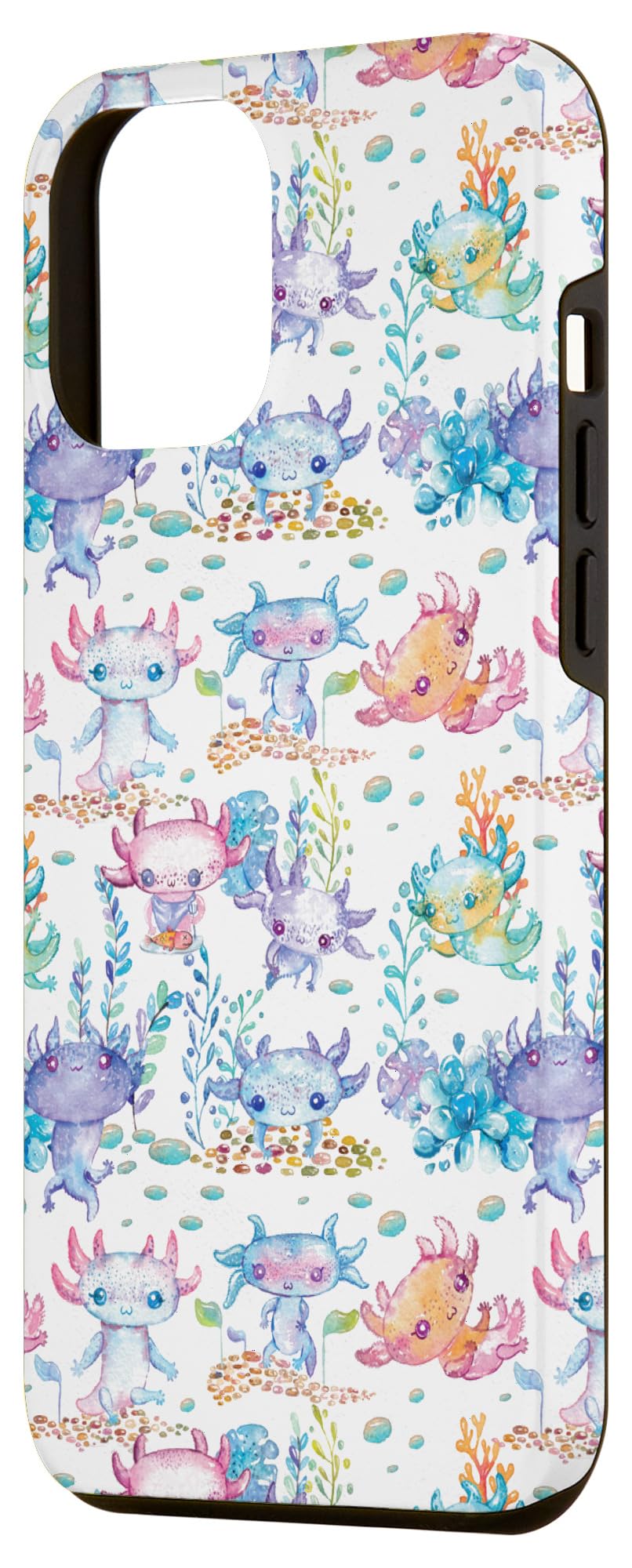 Cute Kawaii Watercolor Axolotl Phone Case for iPhone 12 Pro Max - Perfect Gift for Girls Kids Teens Axolotl Lovers - School, Travel & Daily Use Protective Cover