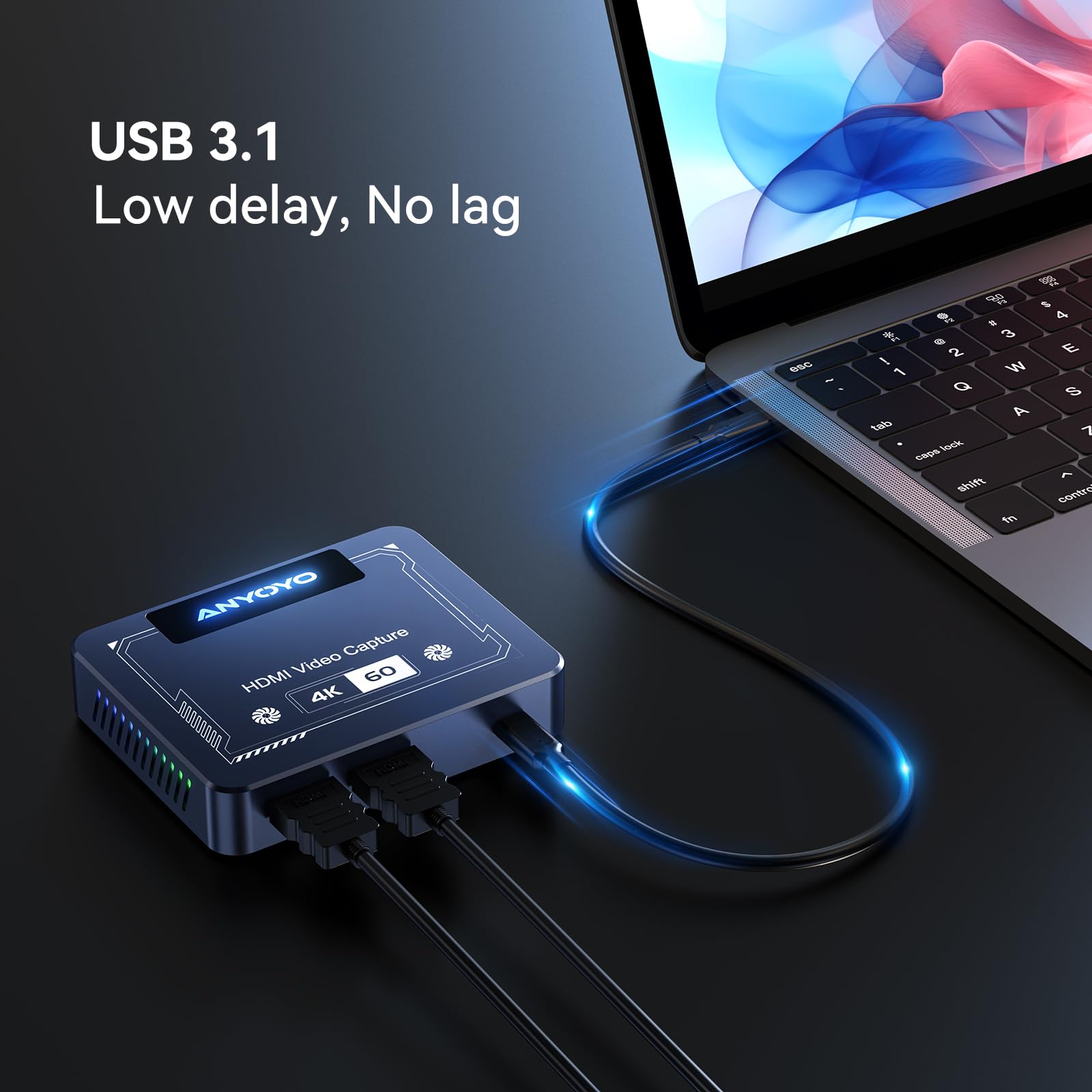 ANYOYO 4K 60FPS HDMI Capture Card with HDR & VRR Passthrough - Ultra Low Latency Video Capture Device for PS5, Xbox Series X/S, Switch, PC & Mac - Perfect for Game Streaming, Live Broadcasting & Video Recording
