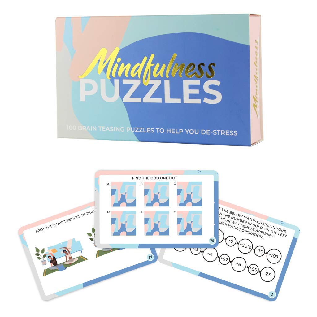 Gift Republic GR670021 Mindfulness Brain Training Puzzles Cards - Improve Focus & Relaxation for Adults & Kids - Perfect for Stress Relief, Meditation & Mental Wellness