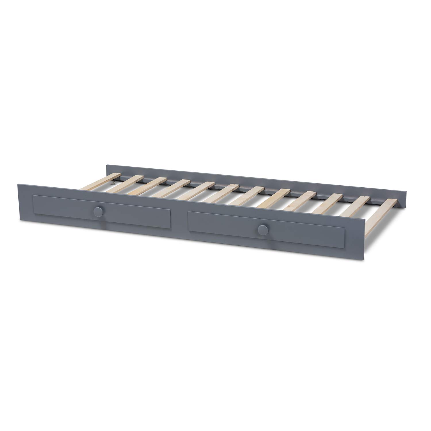 Baxton Studio Cintia Grey Wood Twin Size Bed with Trundle - Modern Wooden Daybed with Pull-Out Trundle for Guest Room, Small Space & Kids Bedroom