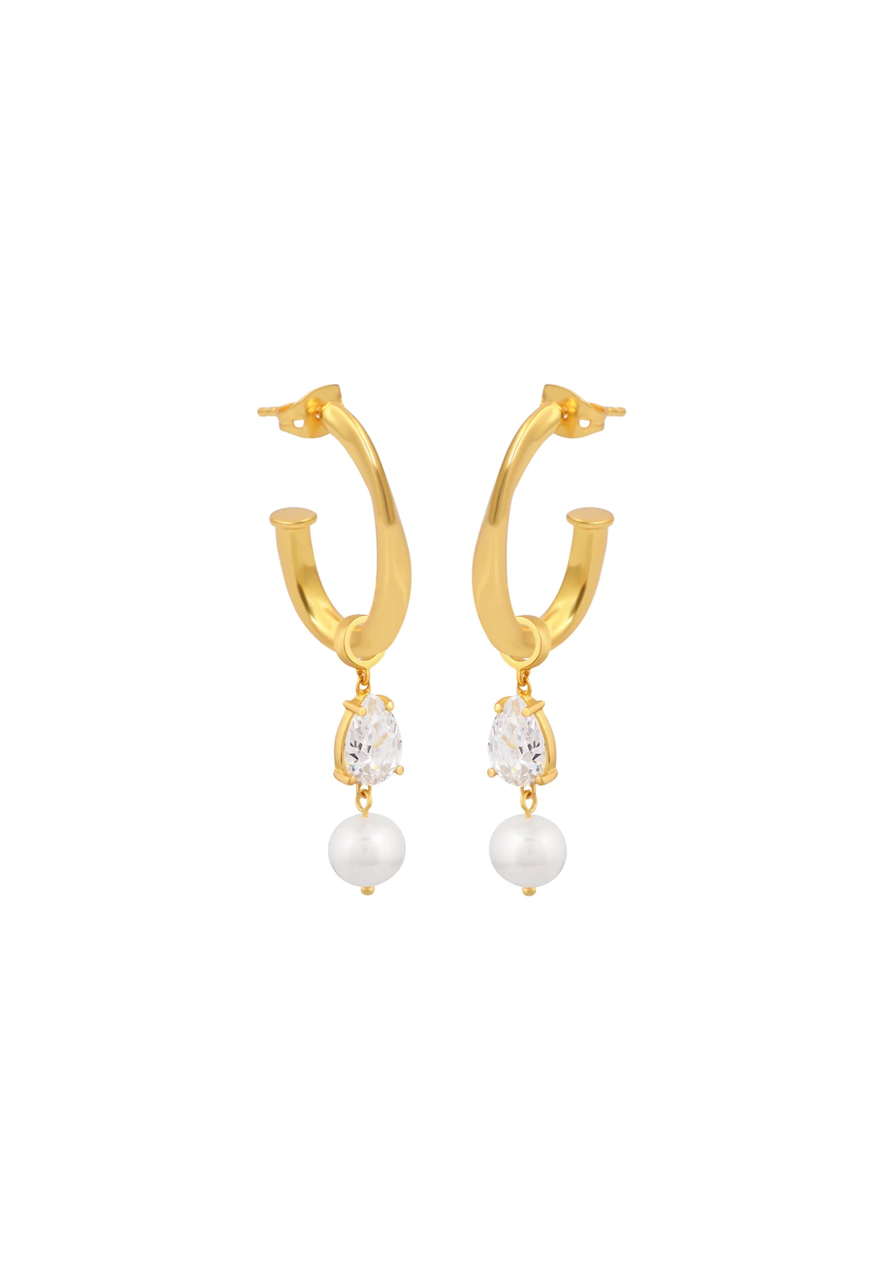 Lola Knight Riley Crystal & Pearl Bridal Drop Earrings - 18K Gold Plated Wedding Jewelry for Brides, Bridesmaids & Formal Occasions