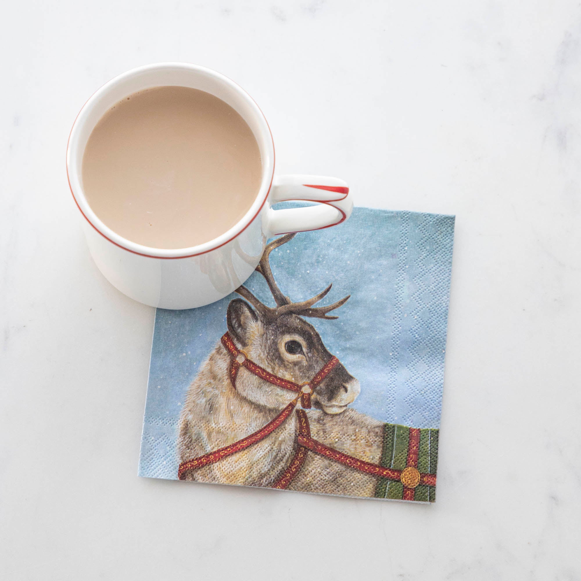 Festive Reindeer Cocktail Napkins - 50 Pack Holiday Party Decorations for Christmas, New Year & Winter Celebrations - Perfect for Bar, Dinner, and Cocktail Parties