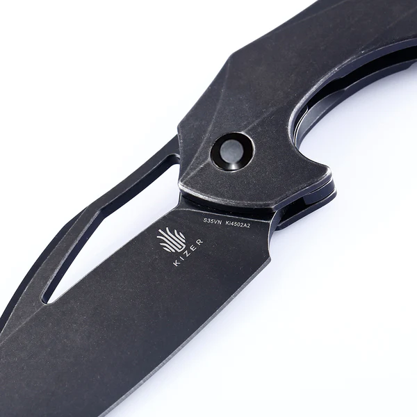 Kizer Megatherium Titanium Folding Pocket Knife - Black Ki4502A2 - EDC Gear, Outdoor Survival & Camping Tool