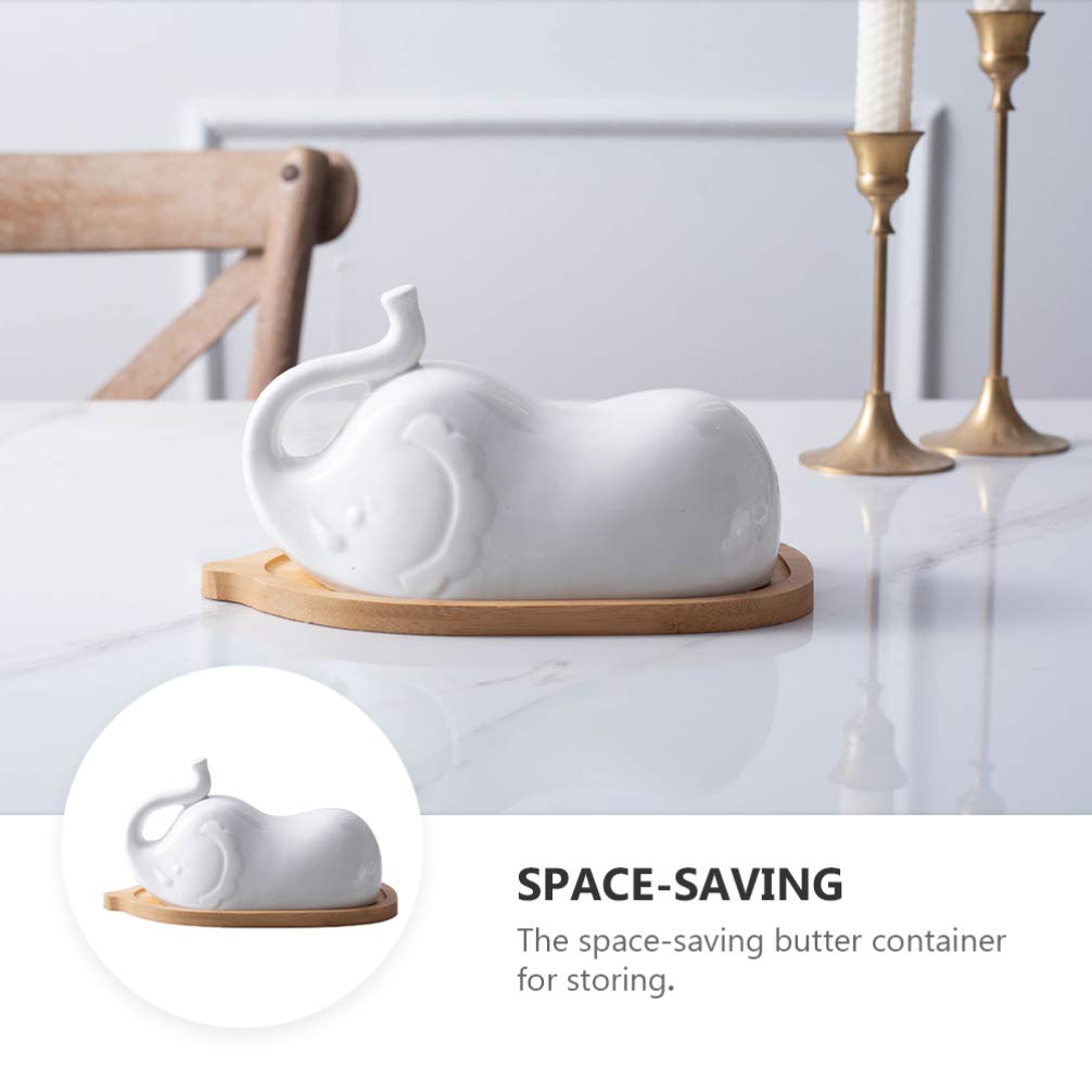 Hemoton 1 Set Ceramic Butter Dish with Lid - French Style Cake Plate, Appetizer Container, Bread & Cheese Serving Dish - Perfect for Kitchen, Dining Table & Party Decor (White)