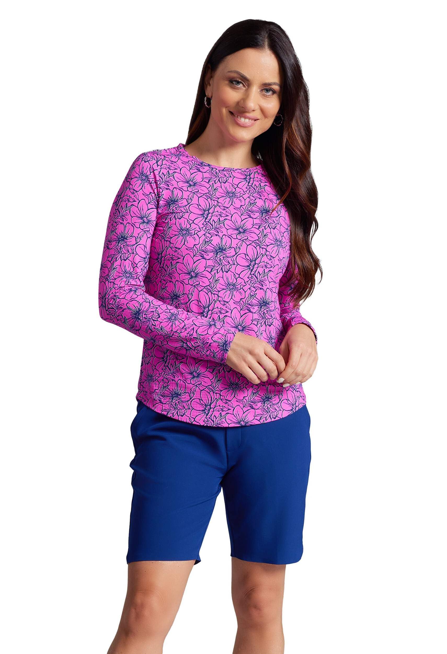 IBKUL Women's UPF 50+ Sun Protective Long Sleeve Shirt with Icefil Cooling Technology - Athletic & Casual Wear for Running, Yoga, and Outdoor Activities