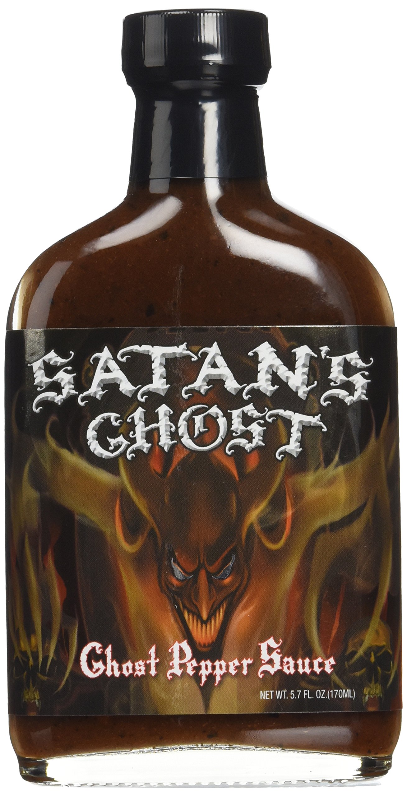Satan's Ghost Pepper Hot Sauce 5.7oz - Extreme Heat Scoville Sauce for Tacos, Wings & Chili - Made with 100% Natural Ghost Peppers - Perfect for Spicy Food Lovers & Heat Challenges