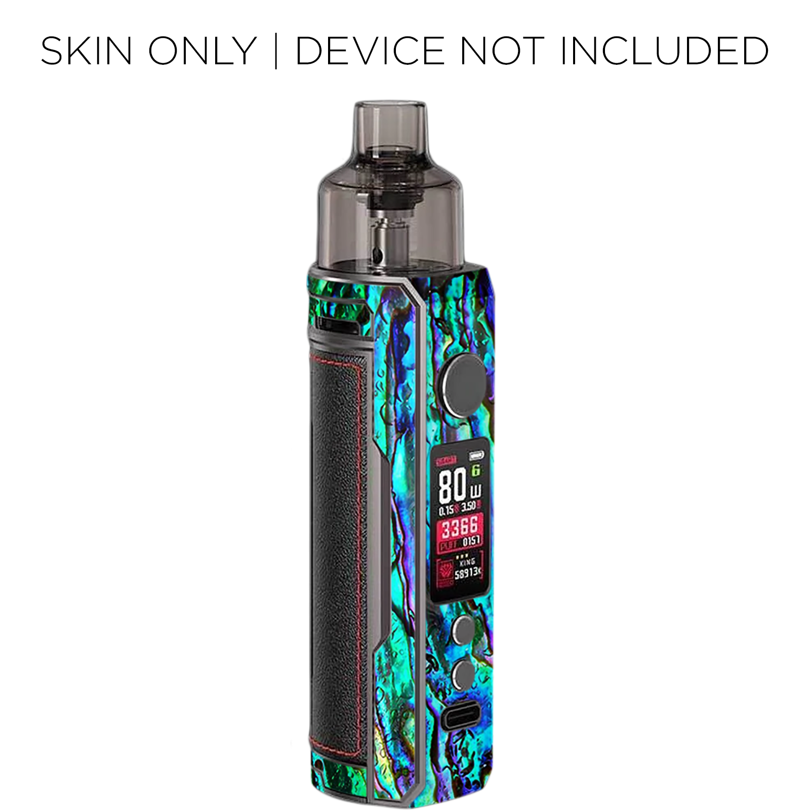 VooPoo Drag X Skin - Abalone Ripples Design in Green, Blue & Purple | Protective Cover for Vaping Mod | Perfect for Travel & Outdoor Use