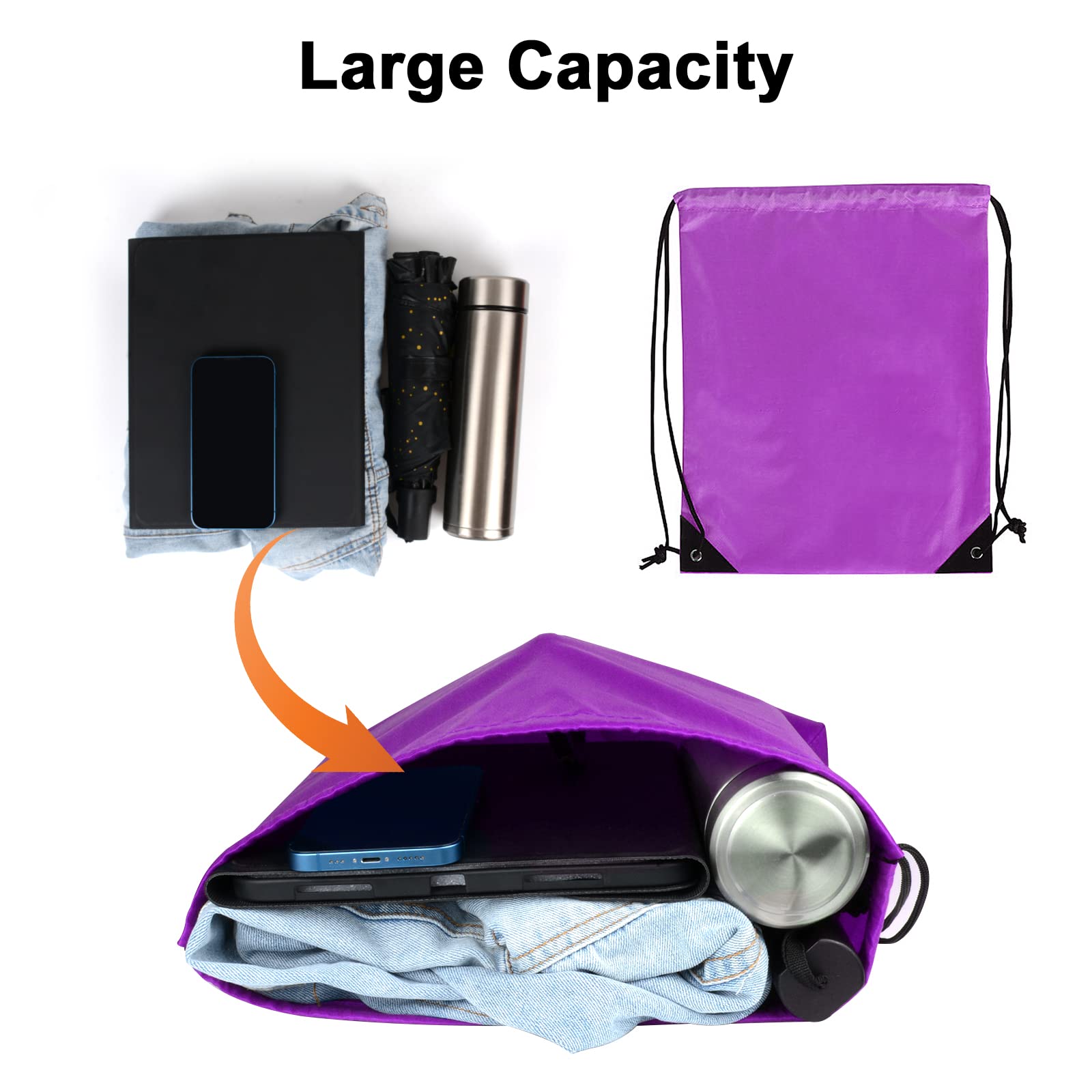 Oziral Drawstring Backpack - Lightweight Nylon Cinch Sack for Women, Gym, Travel & Sports | Bulk Pack of Durable Drawstring Bags for School, Beach, Shopping & Everyday Use