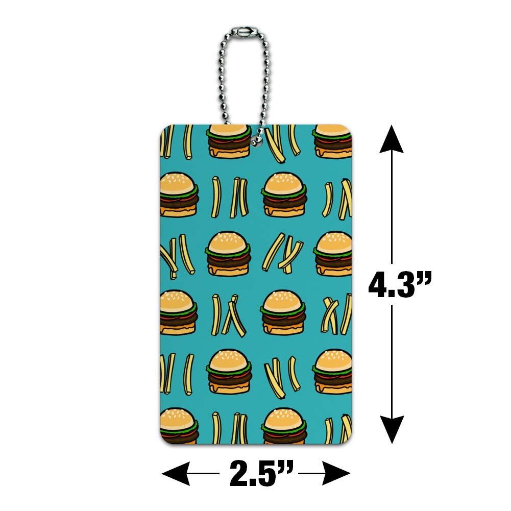 Hamburger & French Fries Pattern Luggage Tag - Cute Suitcase ID Tag for Travel Bags & Carry-Ons - Perfect for Kids, Teens & Food Lovers