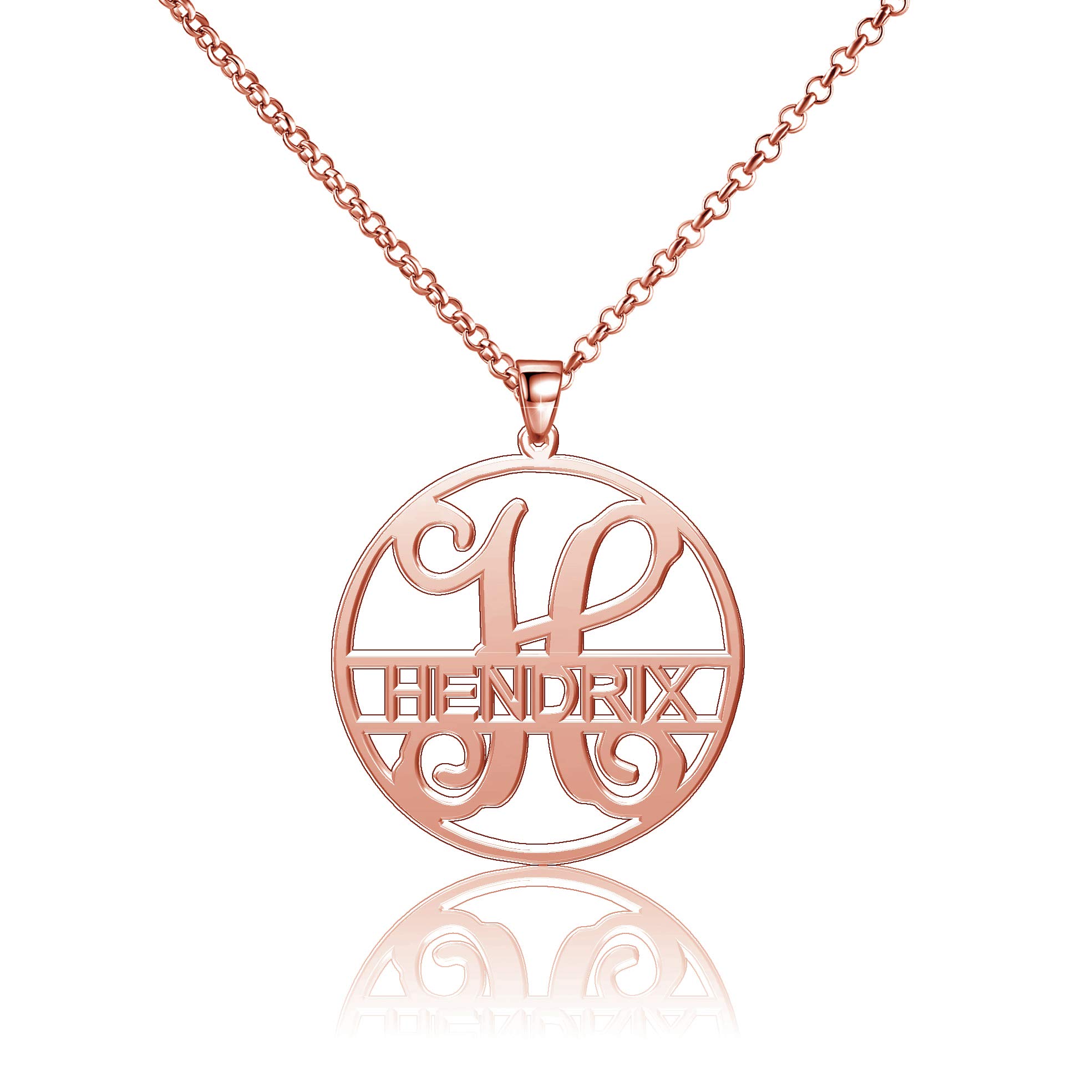925 Sterling Silver Personalized Monogrammed Name Plate Necklace for Women - Custom Engraved Initial Pendant Jewelry Gift for Her, Perfect for Birthdays, Anniversaries & Special Occasions