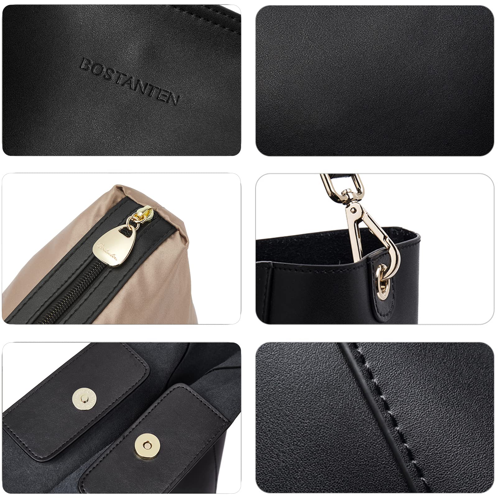 BOSTANTEN Women's Genuine Leather Designer Handbags - Stylish Tote Purse & Shoulder Bucket Bag for Work, Travel & Everyday Use | Fashionable Women's Accessories