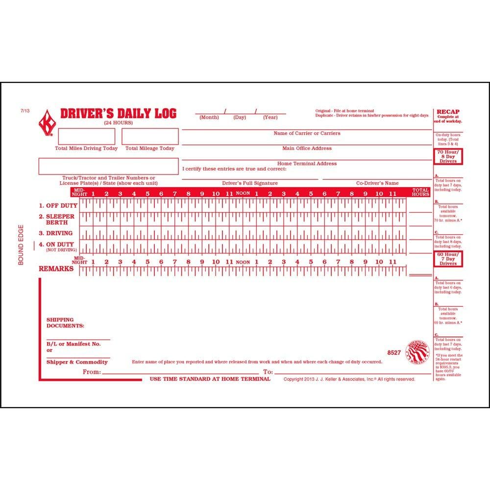 J. J. Keller Driver Daily Log Book 10-Pack - 8.5