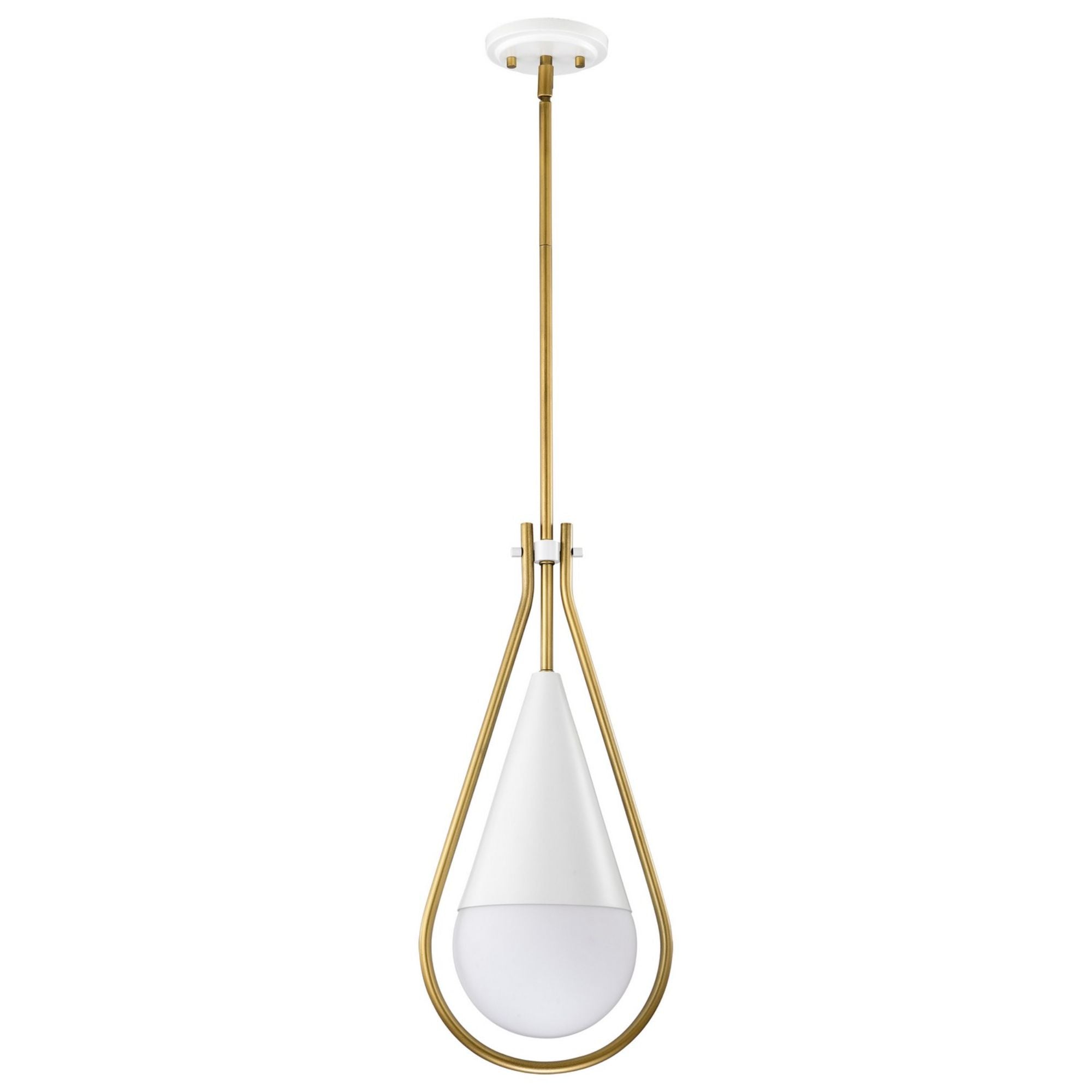 Admiral 1 Light Pendant Light with White Opal Glass - Modern Ceiling Fixture for Kitchen Island, Dining Room & Bedroom Lighting