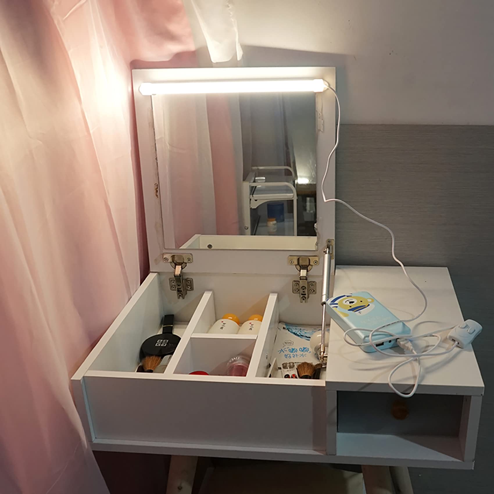 USB Powered LED Vanity Mirror Light - Adjustable Brightness, 35cm (14inch) White - Perfect for Bathroom, Makeup Table & Wall Mounted Vanity Lighting