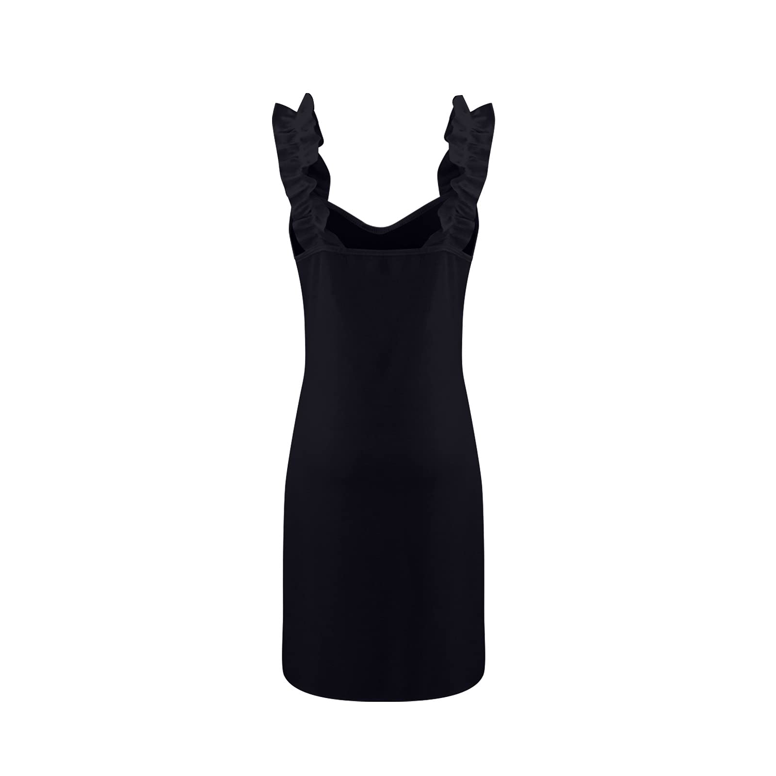 Elegant Lettuce Shirred Strap Midi Bodycon Dress for Women - Formal Fitted Bustier Dress for Wedding Guest, Cocktail Party & Special Occasions | Tea Length Classy Solid Dress for Date Night & Evening Events