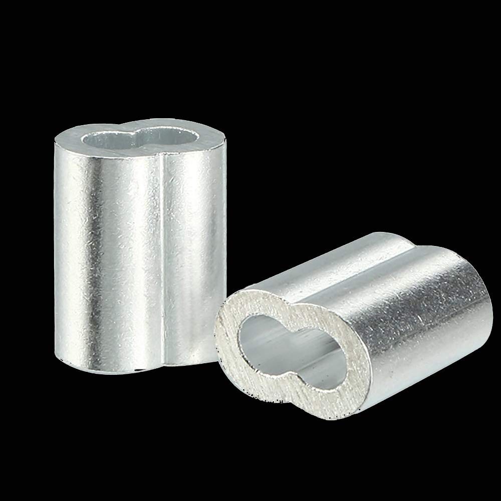 50PCS Aluminum Wire Rope Sleeves with Double Ferrules for 1.5mm Cable - Silver Tone | Kitchen-Dream | Secure Cable Management for DIY Projects, Home Organization & Outdoor Activities