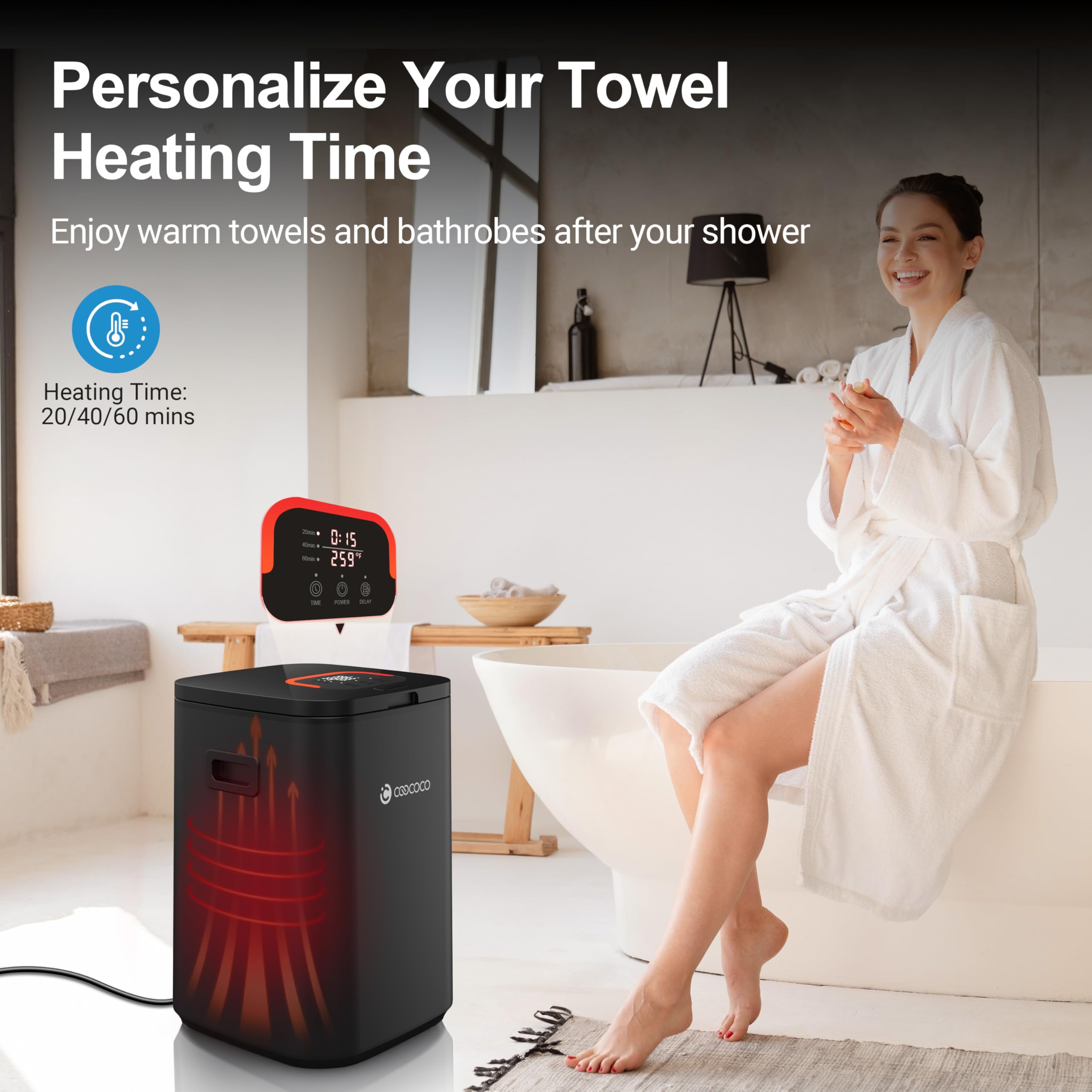 Premium 23L Large Towel Warmer & Blanket Heater for Bathroom - Child Lock, 24H Timer, LED Display - Perfect Housewarming Gift for Women & Men - Ideal for Spa, Salon, and Home Relaxation