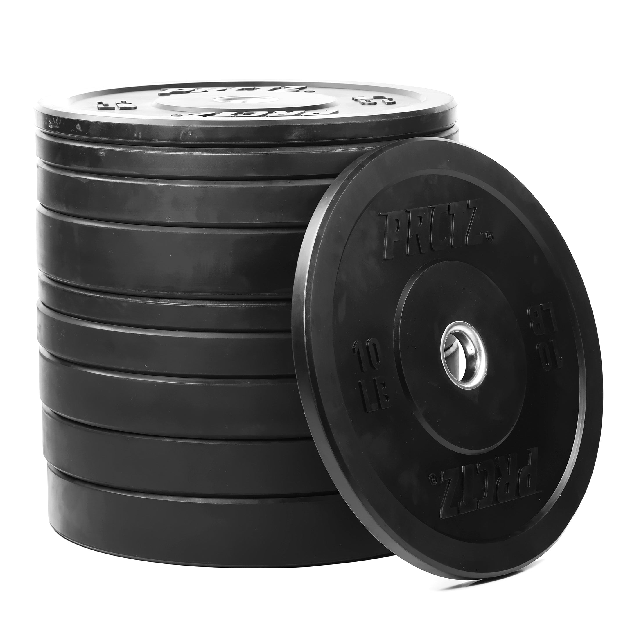 PRCTZ Olympic Bumper Weight Plates with Steel Insert - 10LB to 45LB for CrossFit, Powerlifting & Home Gym Strength Training