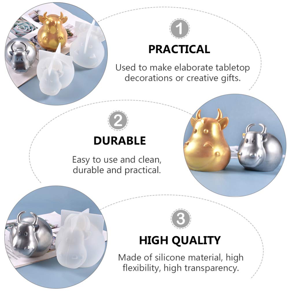 EXCEART Silicone Resin Molds for DIY Crafts - Cattle Cow & Chinese Zodiac Ox Epoxy Casting Molds - Perfect for Making Keychains, Jewelry, Home Decor (Year of The Ox 2021)