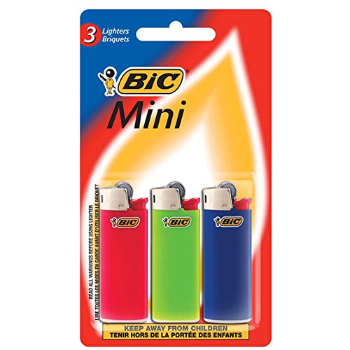 BIC Mini Lighters 3-Pack - Assorted Colors for Candle Lighting, Camping & Outdoor Use - Pocket-Sized Flame Lighter for Home, Travel & Emergency Kit