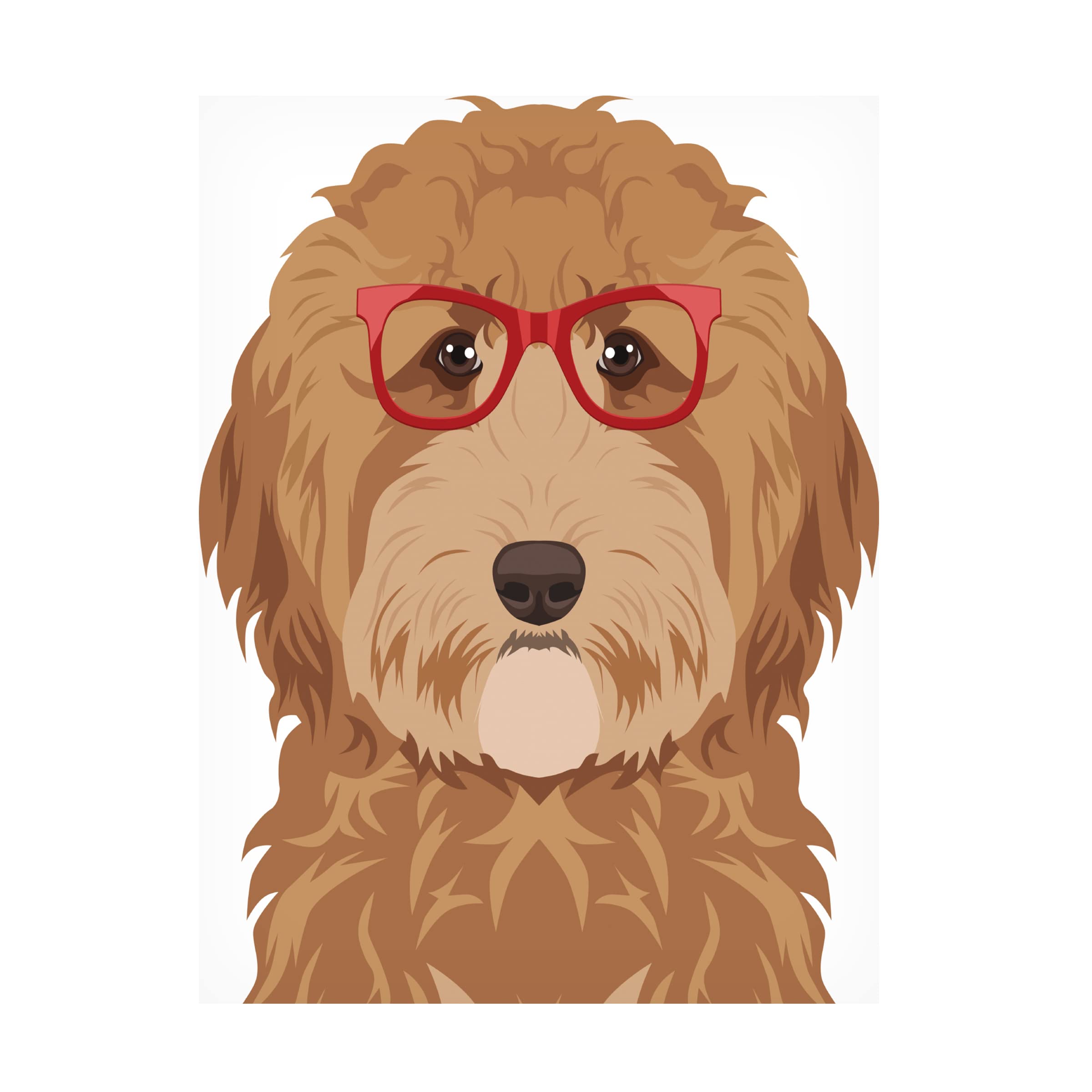 Goldendoodle Wearing Hipster Glasses Canvas Wall Art - Premium Dog Portrait Painting for Living Room, Bedroom & Office Decor - Funny Pet Gift for Dog Lovers