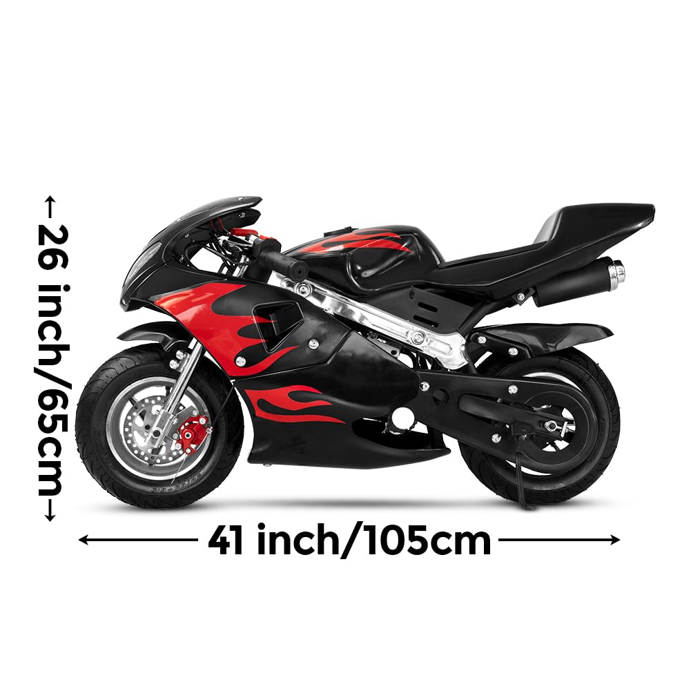 49CC 2-Stroke Mini Gas Motorbike - Off Road Trail Bike with Dual Headlights for Adults