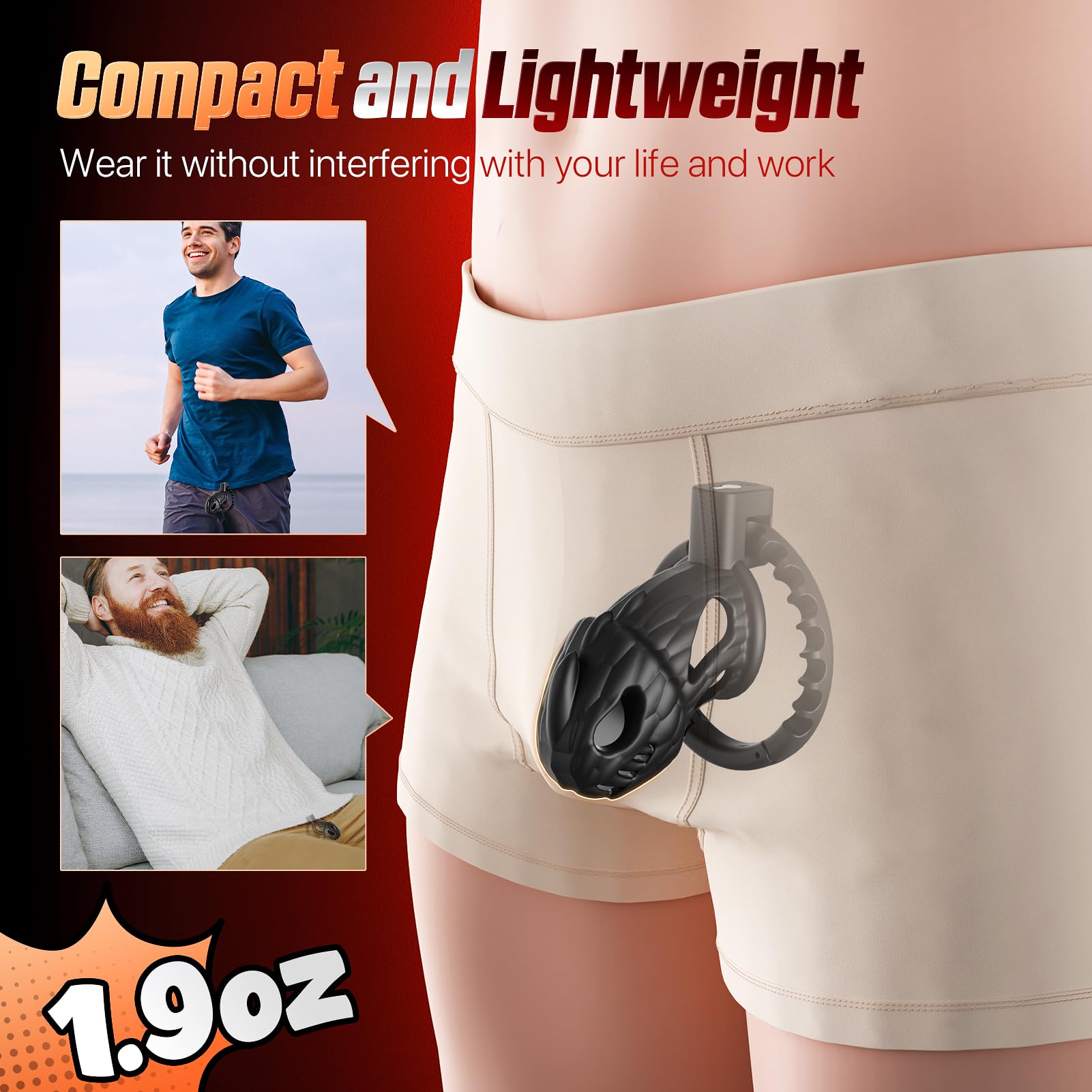 Premium Male Chastity Cage - Large Lightweight Chastity Device with Adjustable 8 Sizes & Invisible Lock - Penis Exercise Bondage Gear - Adult Sex Toys for Men & Couples - Perfect for BDSM, Role Play & Long-Term Wear