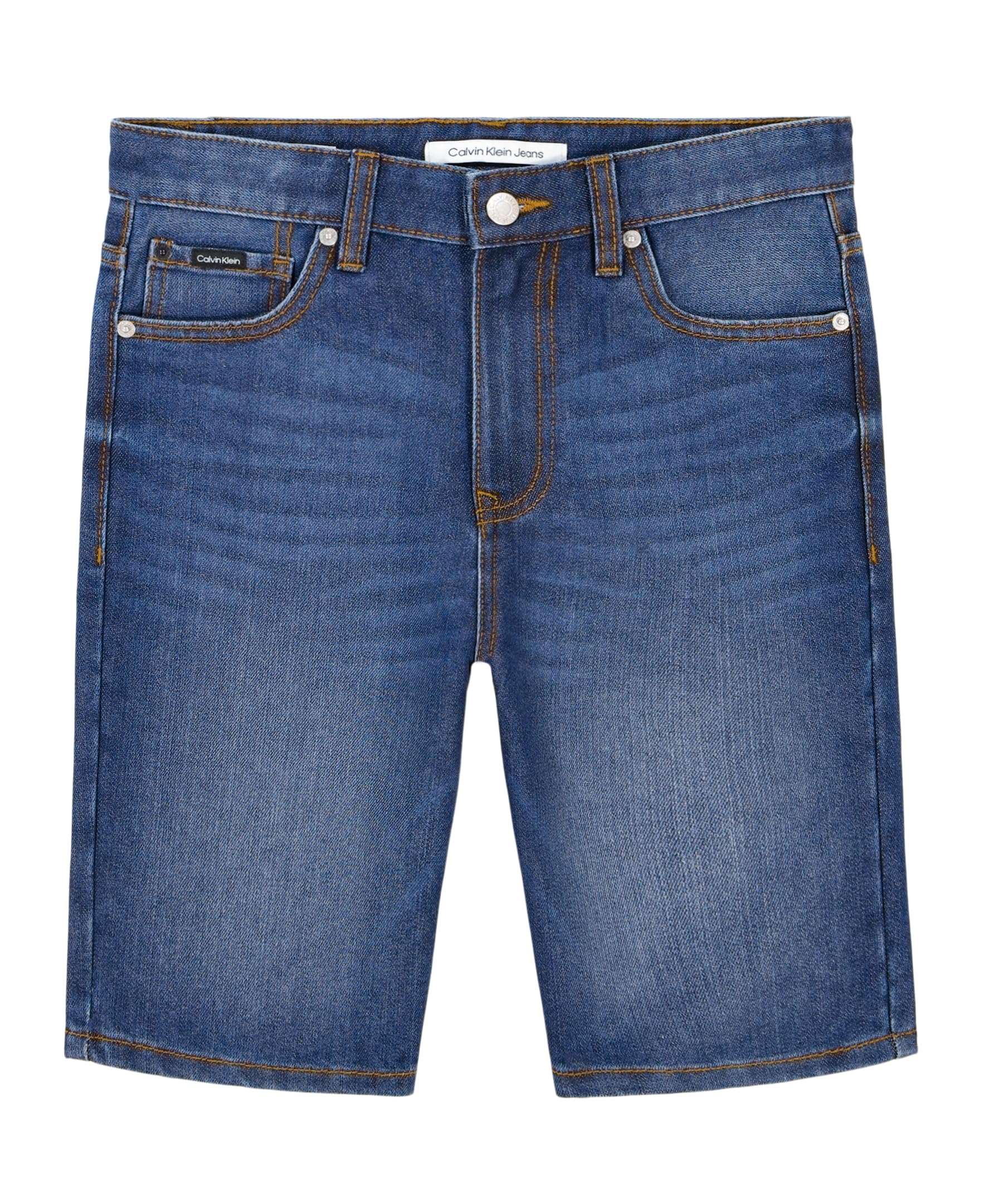 Calvin Klein Boys' Relaxed Fit 5-Pocket Denim Shorts with Zipper Fly & Button Closure - Comfortable Casual Wear for Summer, Playdates & Outdoor Activities