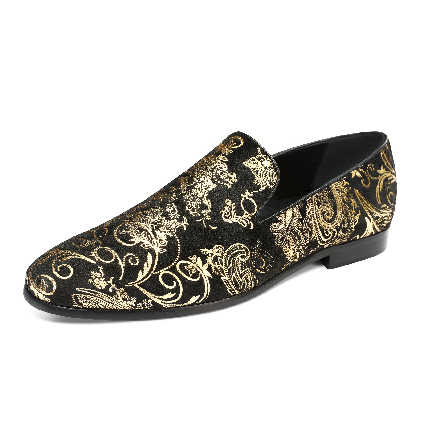 Men's Gold Round Toe Low Top Loafers - Comfortable Casual Slip-On Shoes for Work, Office & Everyday Wear