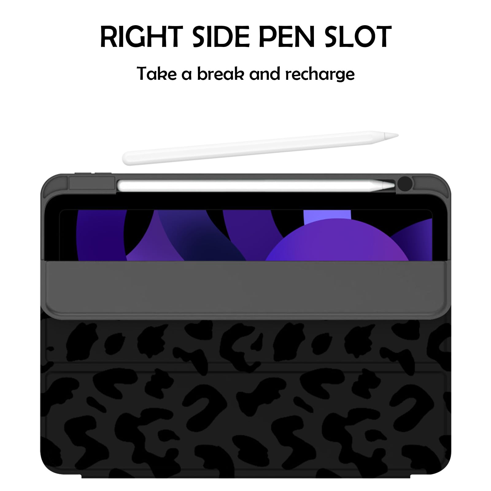Premium iPad Air Case 11 Inch (M3 2025/M2 2024) & 10.9 Inch (5th/4th Gen 2022/2020) - Shockproof TPU Back Cover with Pencil Holder, Auto Sleep/Wake - Stylish Black Leopard Print - Perfect for Women, Students & Professionals