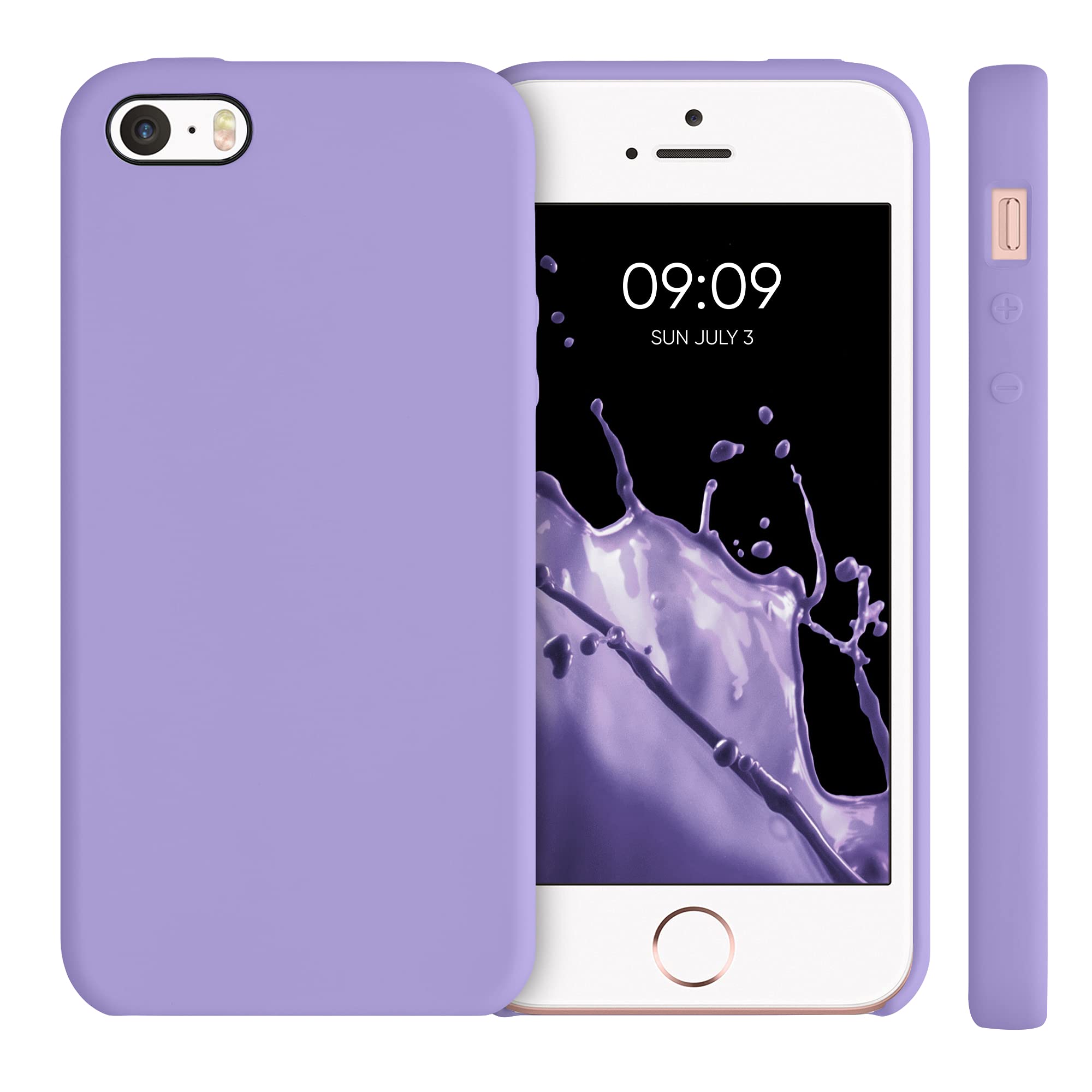 kwmobile Soft TPU Silicone Phone Case Compatible with Apple iPhone SE (1st Gen 2016) / iPhone 5 / iPhone 5S - Violet Purple Protective Cover for Everyday Use & Drop Protection