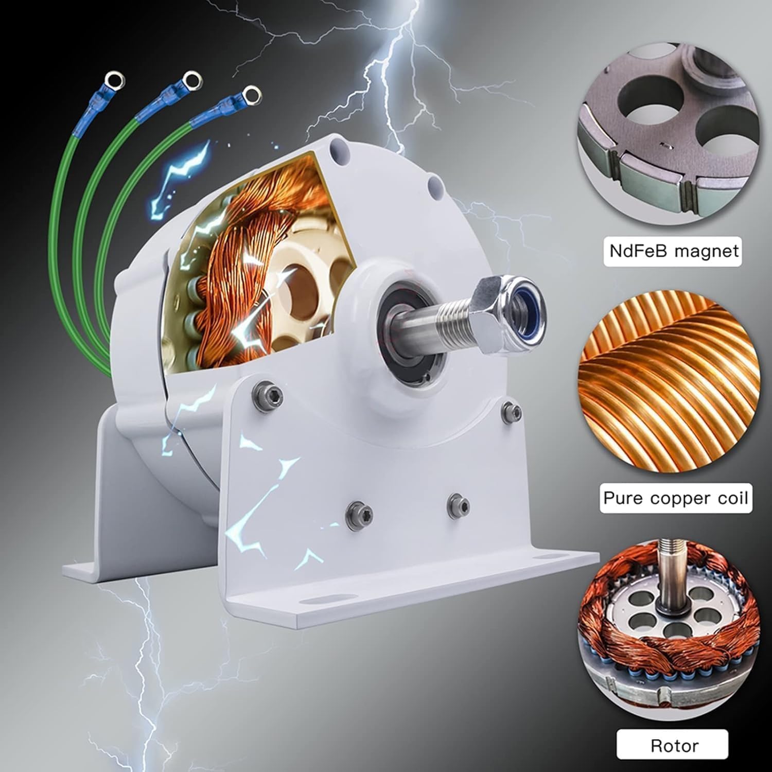 12V 12000W Low RPM Permanent Magnet Generator - 3 Phase Gearless PMAC Alternator for Wind & Water Turbines with Built-in Rectifier | Perfect for Off-Grid Power, Renewable Energy Systems, and DIY Windmill Projects