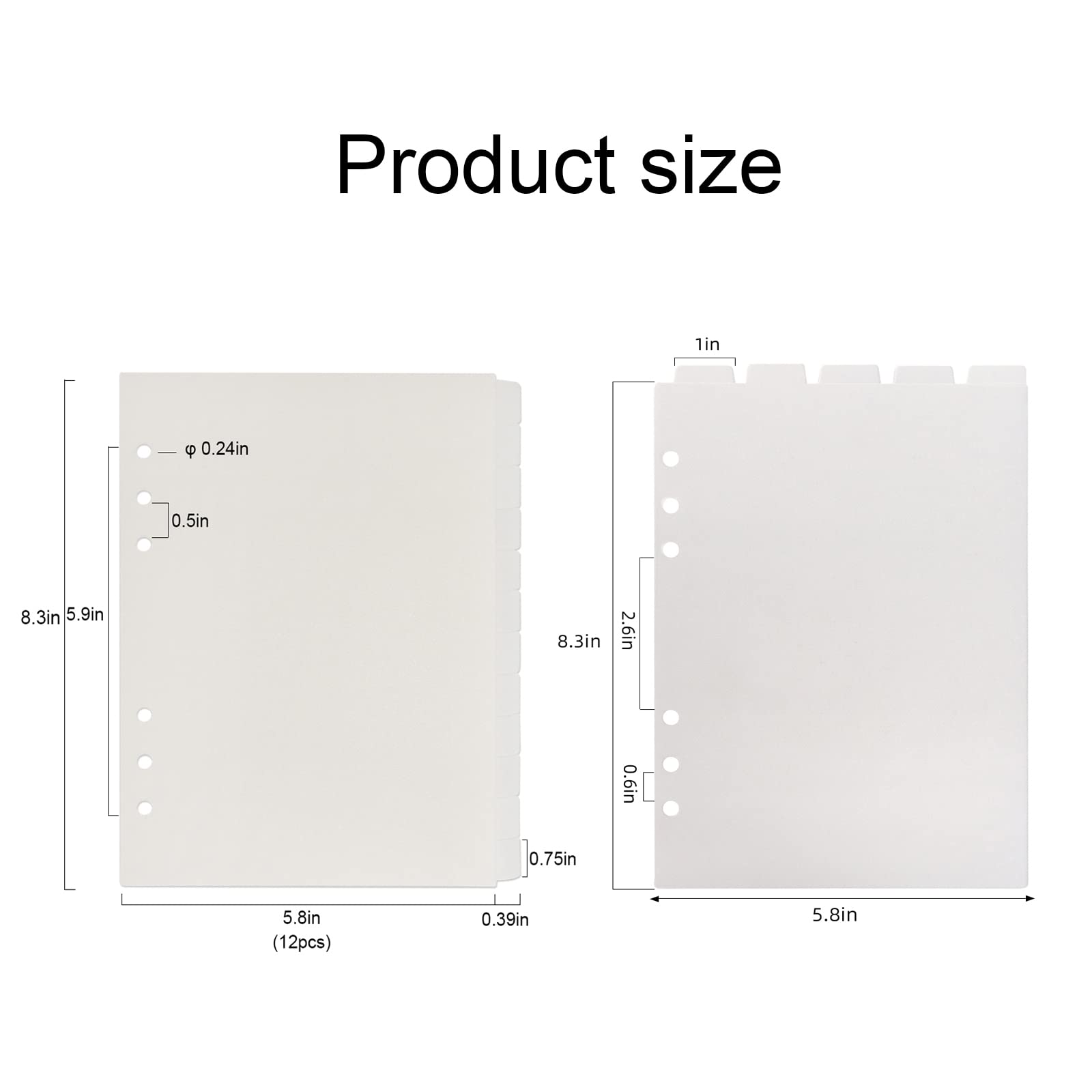 Multibey A5 6-Ring Plastic Binder with Translucent Dividers - 5 Vertical & 12 Side Tabs + Tab Stickers for Planner, Journal, Notebook Organization - Perfect for School, Office, and Home Use