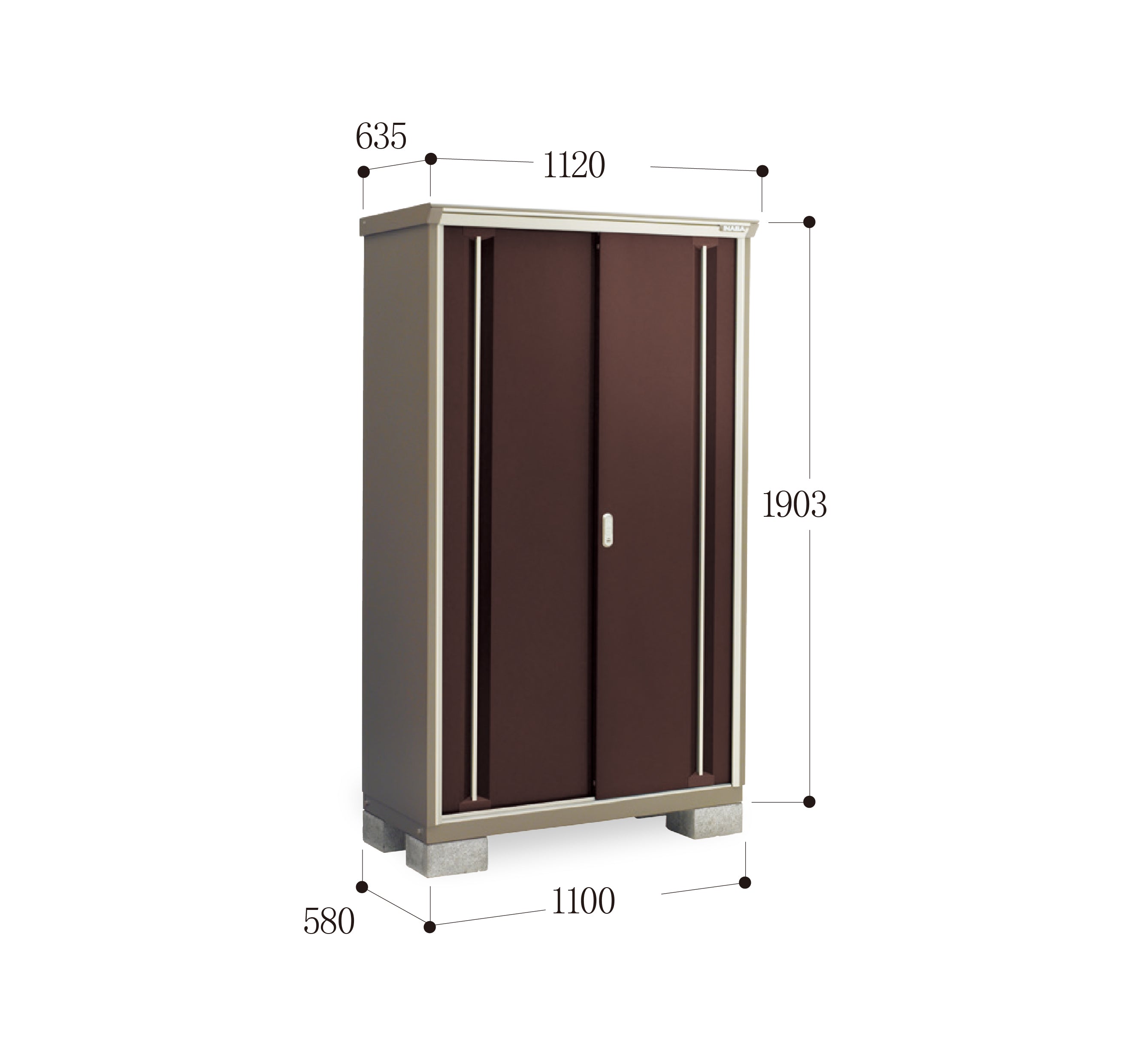 Pre-Order Inaba Outdoor Storage Cabinet KMW 116E - 1.353m³ Capacity (W1120xD635xH1903mm) - Weatherproof Garage & Garden Storage Solution for Tools, Equipment & Outdoor Gear