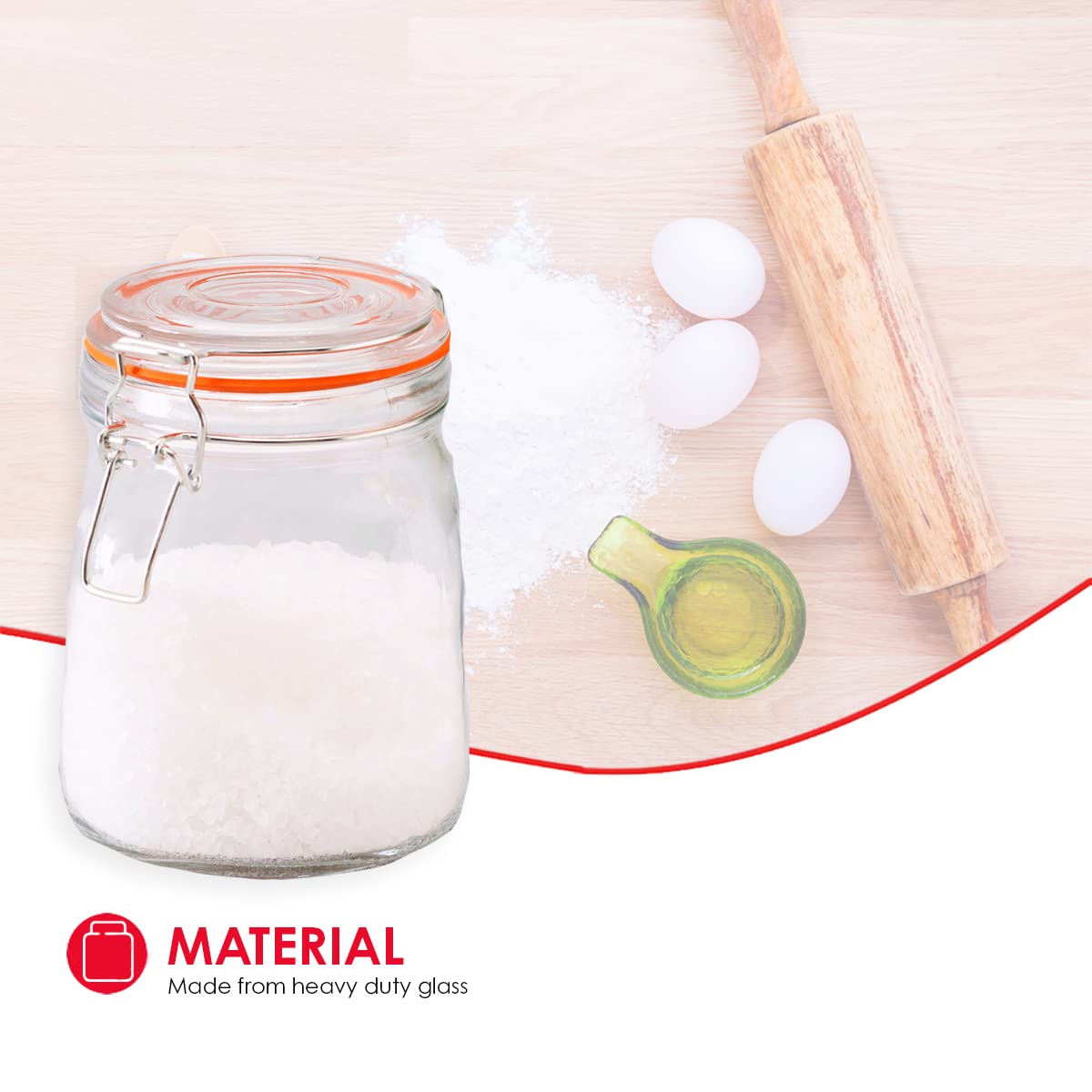 Home Basics Clear Mason Jar with Lid - 4 Cup Medium Size for Pickles, Sauces, Jelly, Condiments & Snacks | Perfect for Canning, Food Storage, DIY Crafts & Kitchen Organization