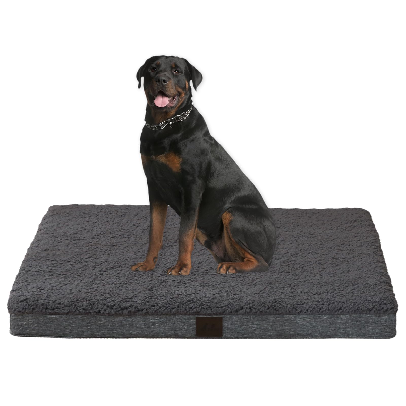 **Extra Large Orthopedic Dog Bed with Removable Washable Cover - Egg Crate Foam Support for Large Dogs Up to 100lbs - 44x32x3in Dark Grey Pet Bed - Perfect for Home, Crate & Travel Use**