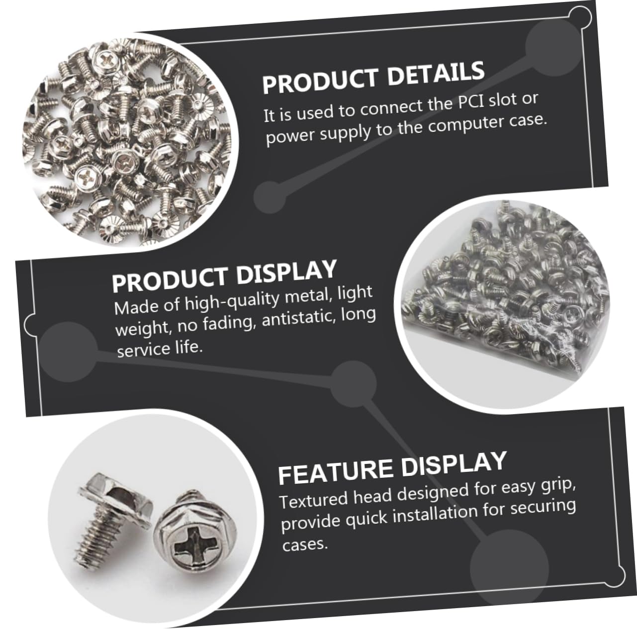 100pcs Metal Slot Screws Fastener Round Head for Computer Case - Build Your PC Fast | Perfect for PC Assembly, Case Modding & Hardware Installation