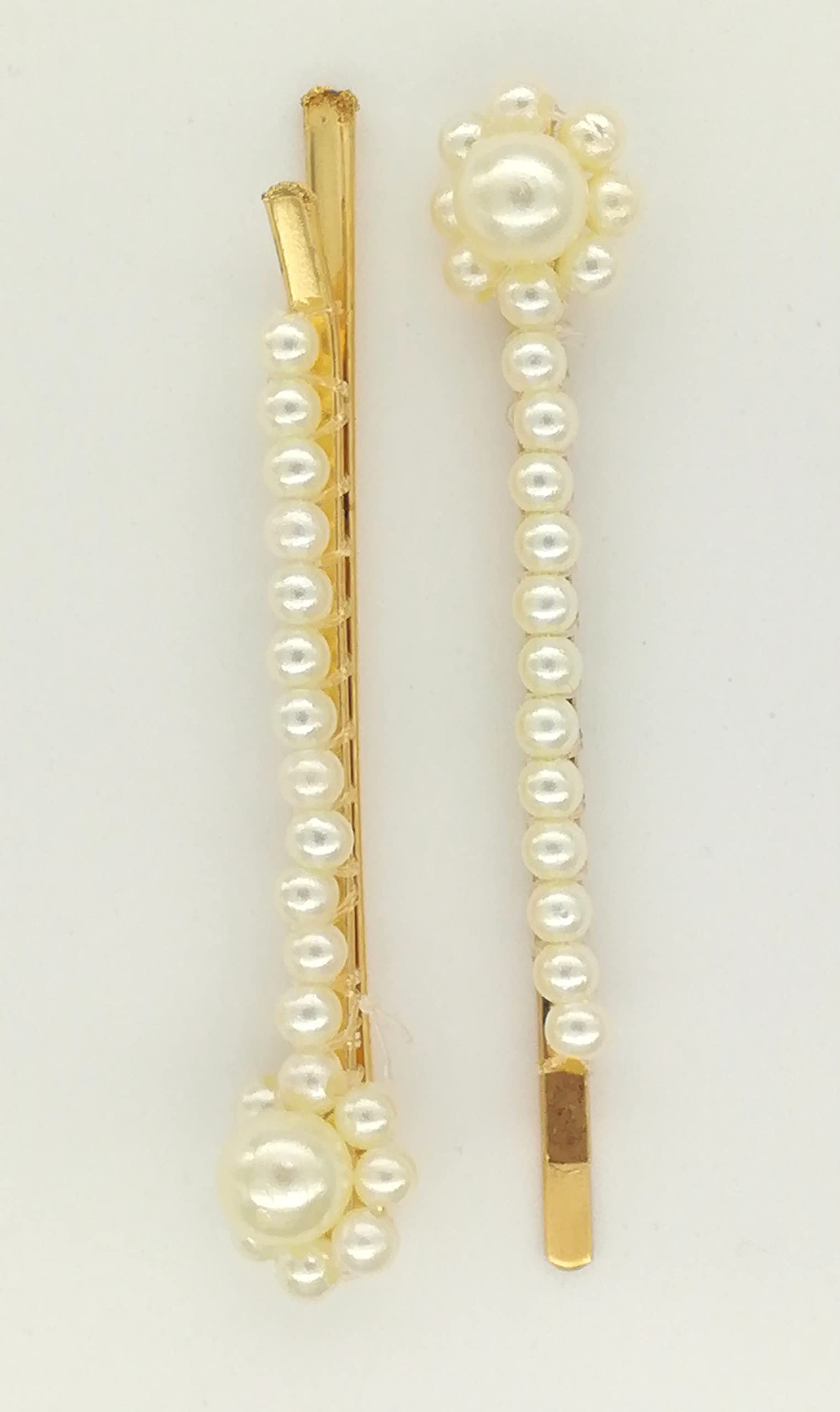 Kanthan Pearl Hair Clips & Barrettes for Women & Girls - Elegant Bobby Pins & Hair Ties Set (Pack of 2) - Perfect for Weddings, Parties & Everyday Hairstyles