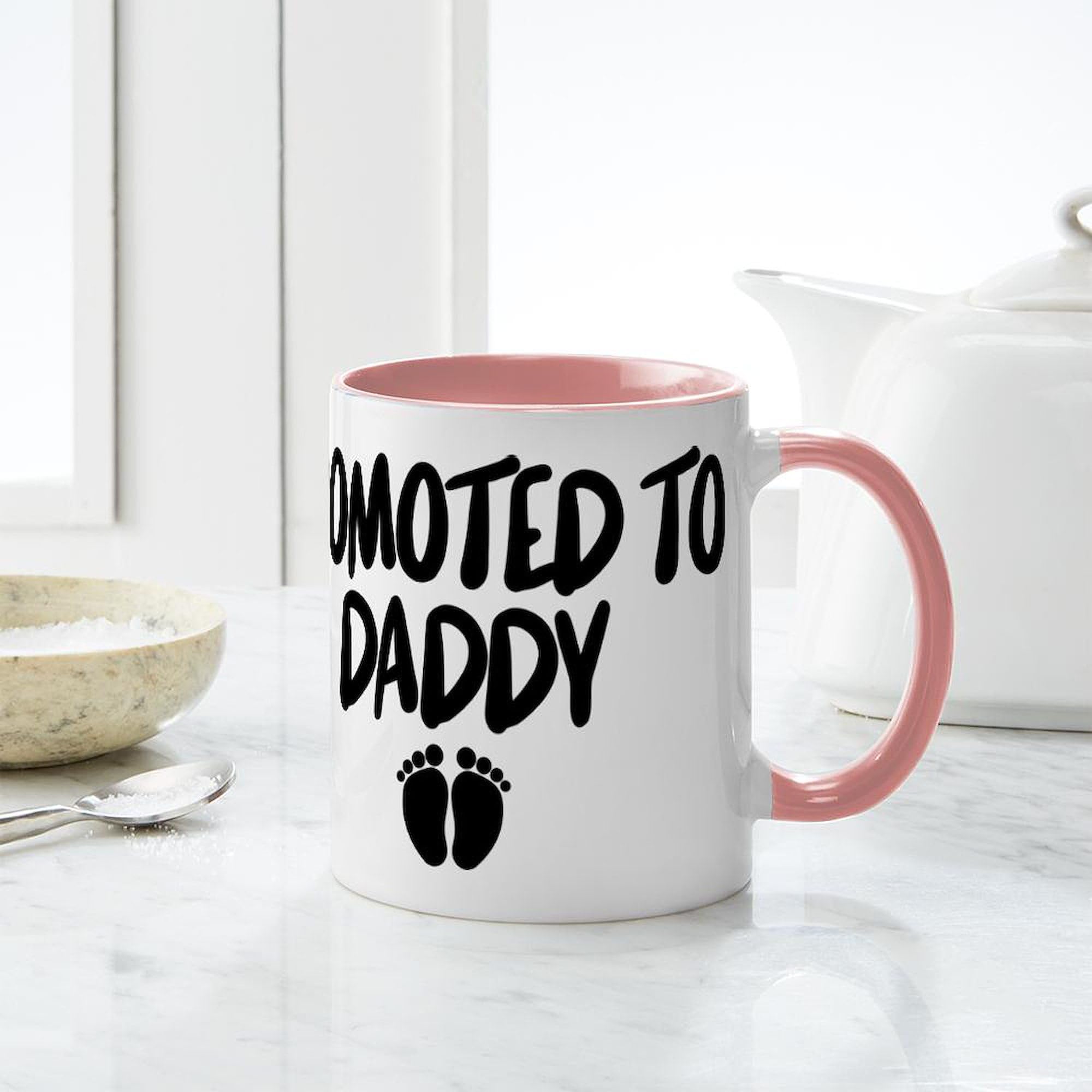 Promoted To Daddy 11 oz Ceramic Coffee Mug - Funny New Dad Gift for Office, Home & Father's Day - Perfect for Coffee, Tea & Hot Drinks