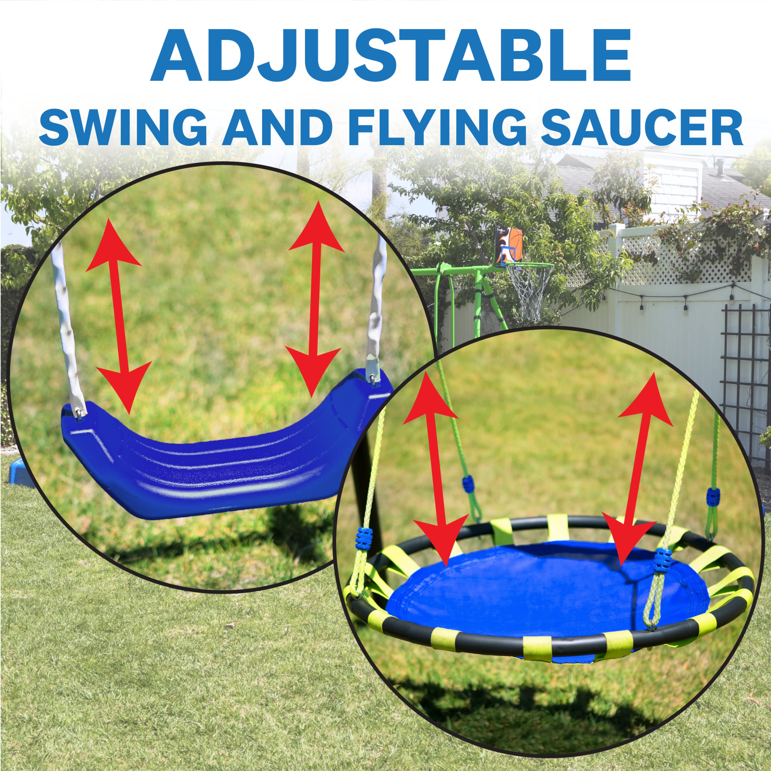 8-Station Outdoor Playground Set - Swing, Slide, Monkey Bars for Backyard Fun