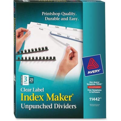 Avery Index Maker Clear Label Unpunched Dividers for Binding Systems with White Tabs - Perfect for Office Organization, Filing Systems, and Document Management