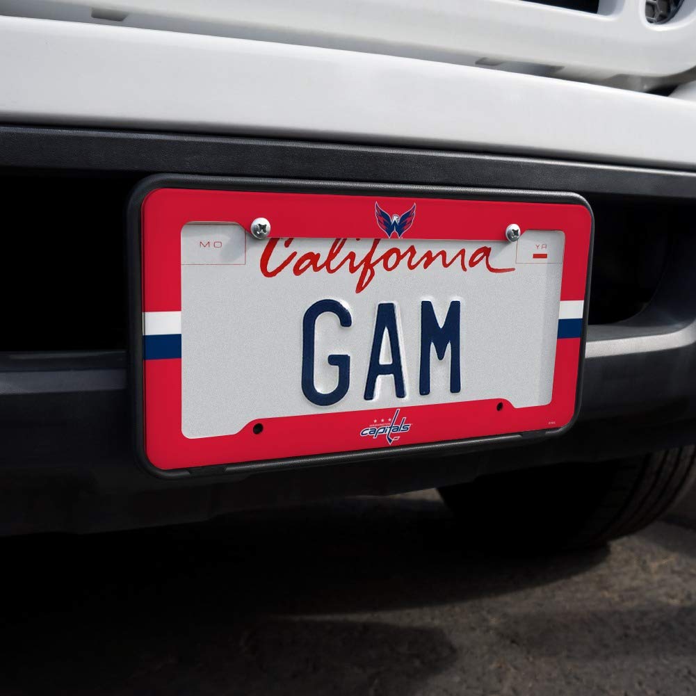 Official NHL Washington Capitals Logo License Plate Frame - Durable Metal Car Tag Holder for Hockey Fans - Perfect for Trucks, Cars & Tailgating at Games