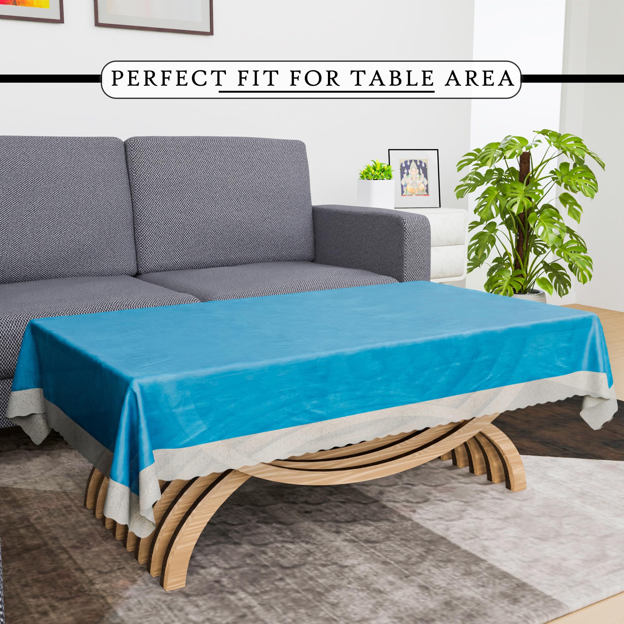 Kuber Industries 40x60 Inch PVC Table Cover - Waterproof Decorative Tablecloth for Kitchen, Dining, Tea Table | 4-Seater Self-Design Green Tabletop Protector | Perfect for Indoor & Outdoor Use, Parties, Daily Dining Protection