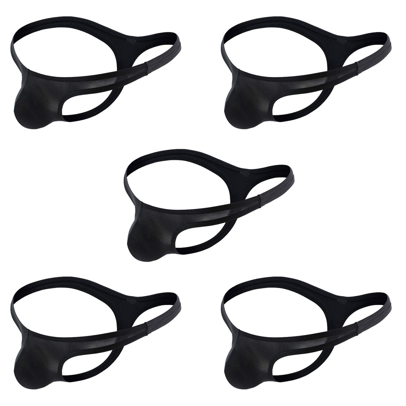 Andongnywell 5-Pack Men's Sexy Thong Underwear - Low Rise Bikini T-Back G-String Briefs for Comfort & Style - Perfect for Lingerie, Swimwear, and Intimate Moments