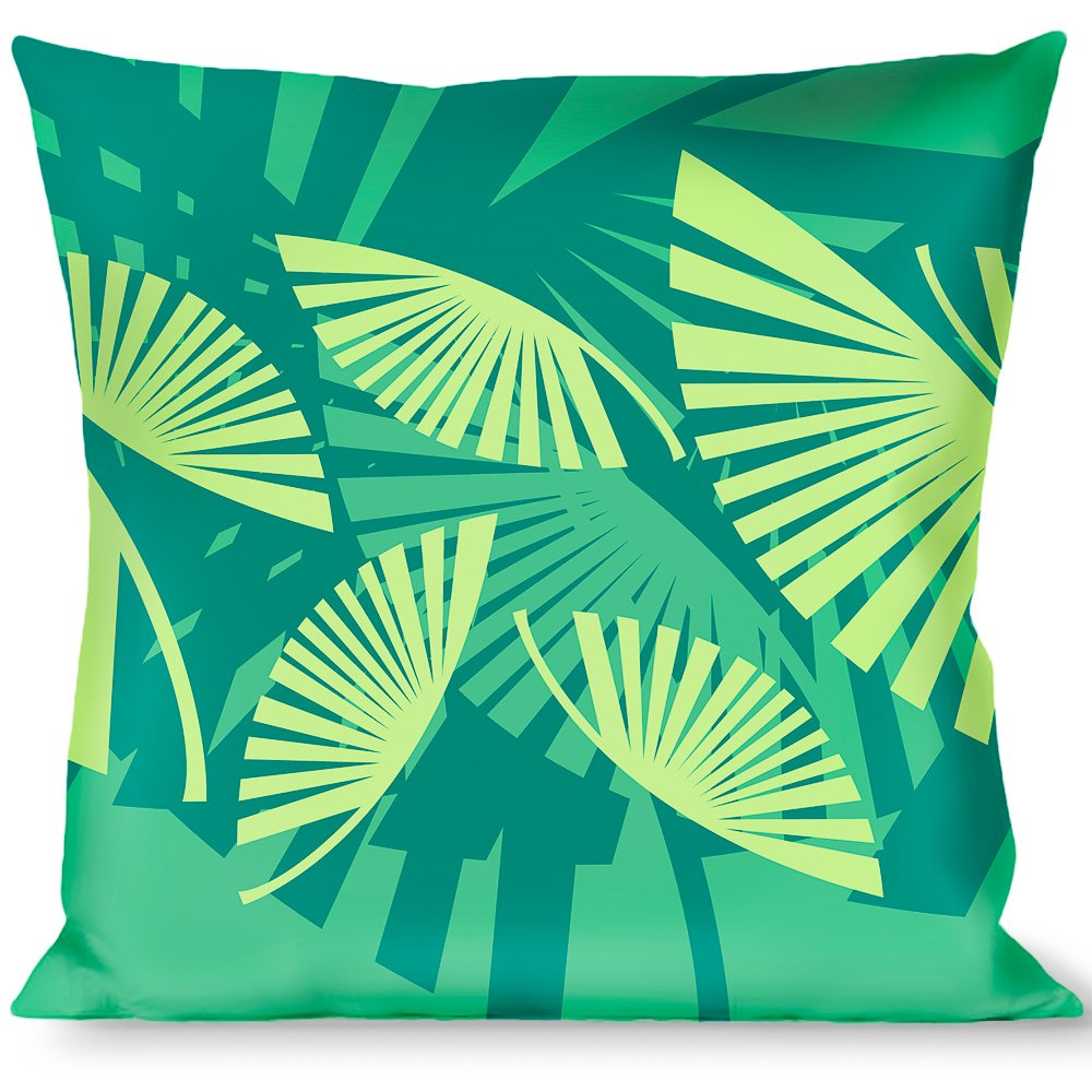 Decorative Throw Pillow Cover - Palm Leaves Design in Soft Pastel Greens for Sofa, Bed, Couch & Home Decor