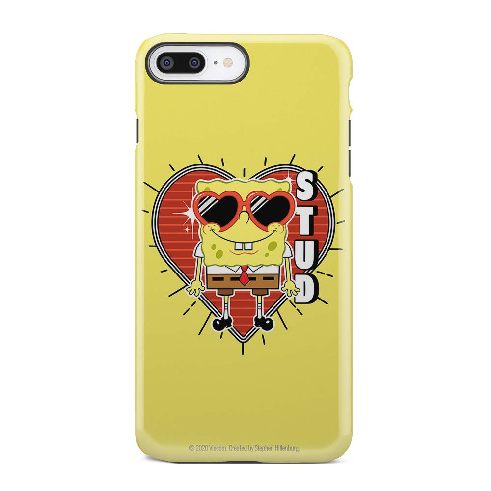 SpongeBob SquarePants Heart Sunglasses Stud Tough Protective Case for iPhone 7/8 Plus - Yellow | Cute Cartoon Character Design | Perfect for Beach, Pool Party & Summer Outfits