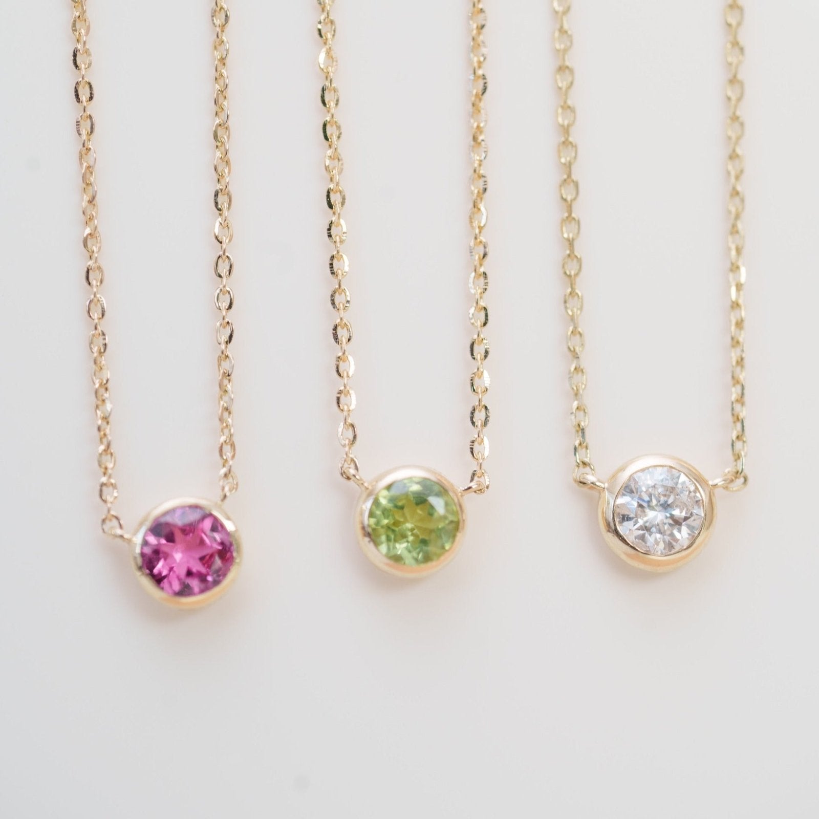 14K Yellow Gold Diamond Station Necklace - Bezel Set Elegant Pendant for Women, Perfect for Everyday Wear, Anniversary & Birthday Gifts